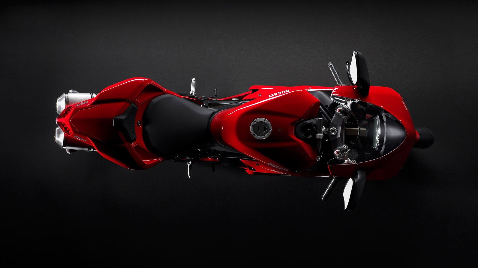 red motorcycle, ducati, cool, motorcycle, 1080P, red, HD Wallpaper
