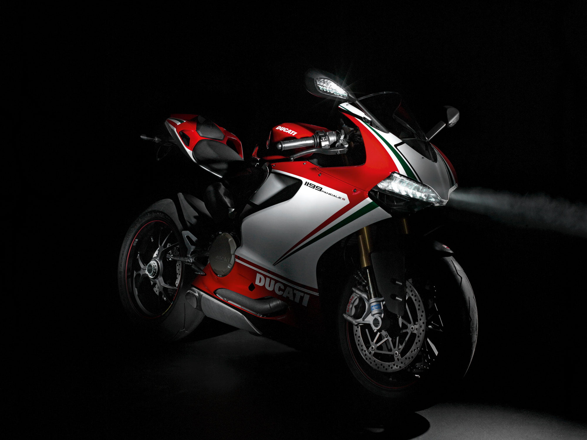 luxury, silver colored, sports race, tricolore, headwear, mode of transportation, black background, motorsport, 1199, panigale, studio shot, red, riding, HD Wallpaper