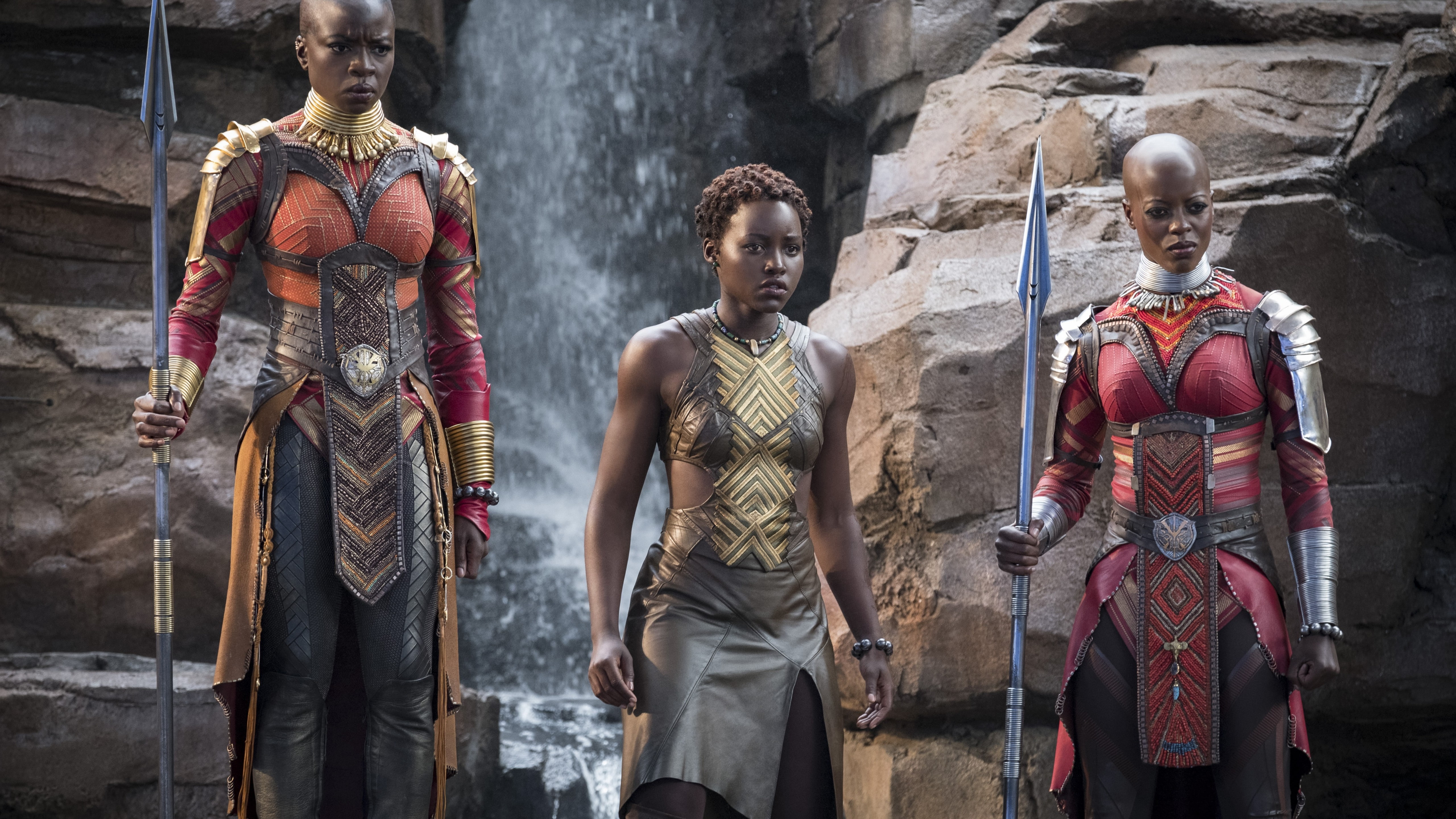 scene, 5K, movie, panther, Danai Gurira, black, Florence Kasumba, Lupita Nyongo, Black Panther, 5k, HD Wallpaper