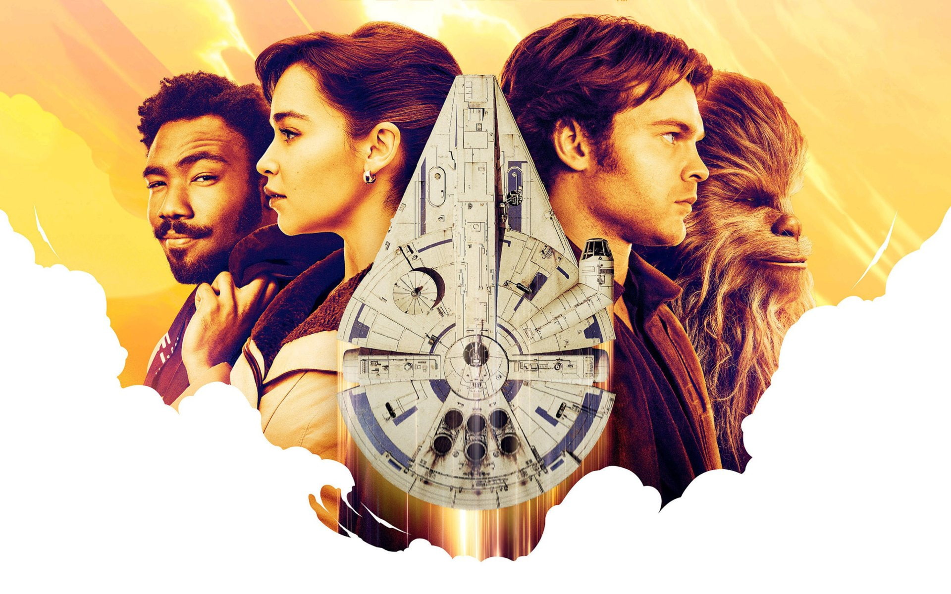 Star Wars, Han Solo, Alden Ehrenreich, Lando Calrissian, Chewbacca, Donald Glover, 1080P, Emilia Clarke, Millennium Falcon, Solo: A Star Wars Story, Qira, HD Wallpaper
