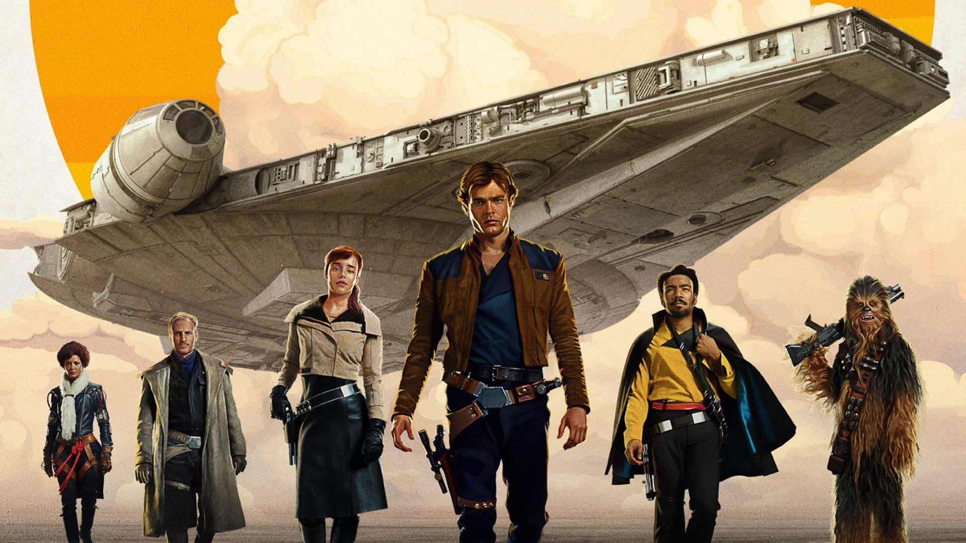 Val (Star Wars), Lando Calrissian, Thandie Newton, Tobias Beckett, 1080P, Qira (Star Wars), Chewbacca, Woody Harrelson, Donald Glover, Han Solo, Solo: A Star Wars Story, HD Wallpaper