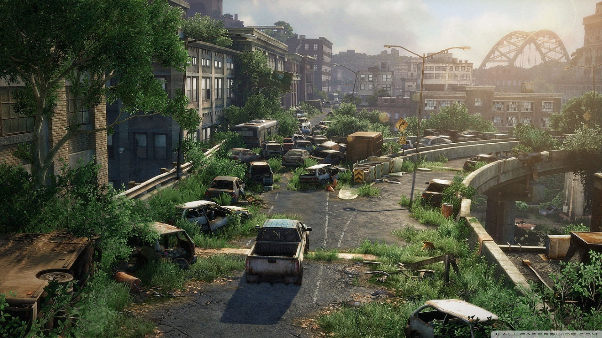 no people, building, car, land vehicle, The Last of Us, residential district, built structure, city, truck, gray, 1080P, architecture, building exterior, HD Wallpaper