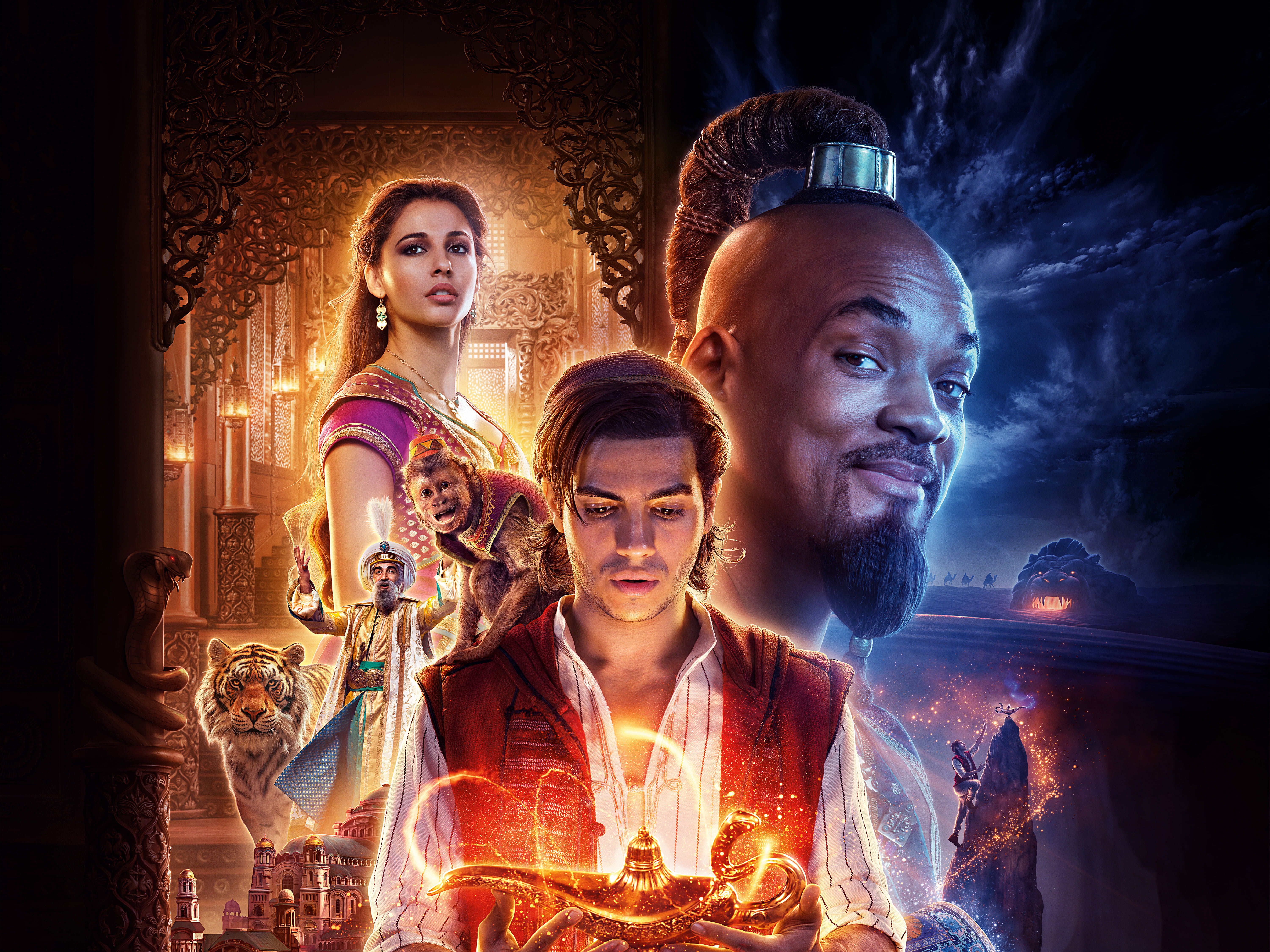 Mena Massoud, Aladdin (2019), Will Smith, Movie, Naomi Scott, 5K, HD Wallpaper