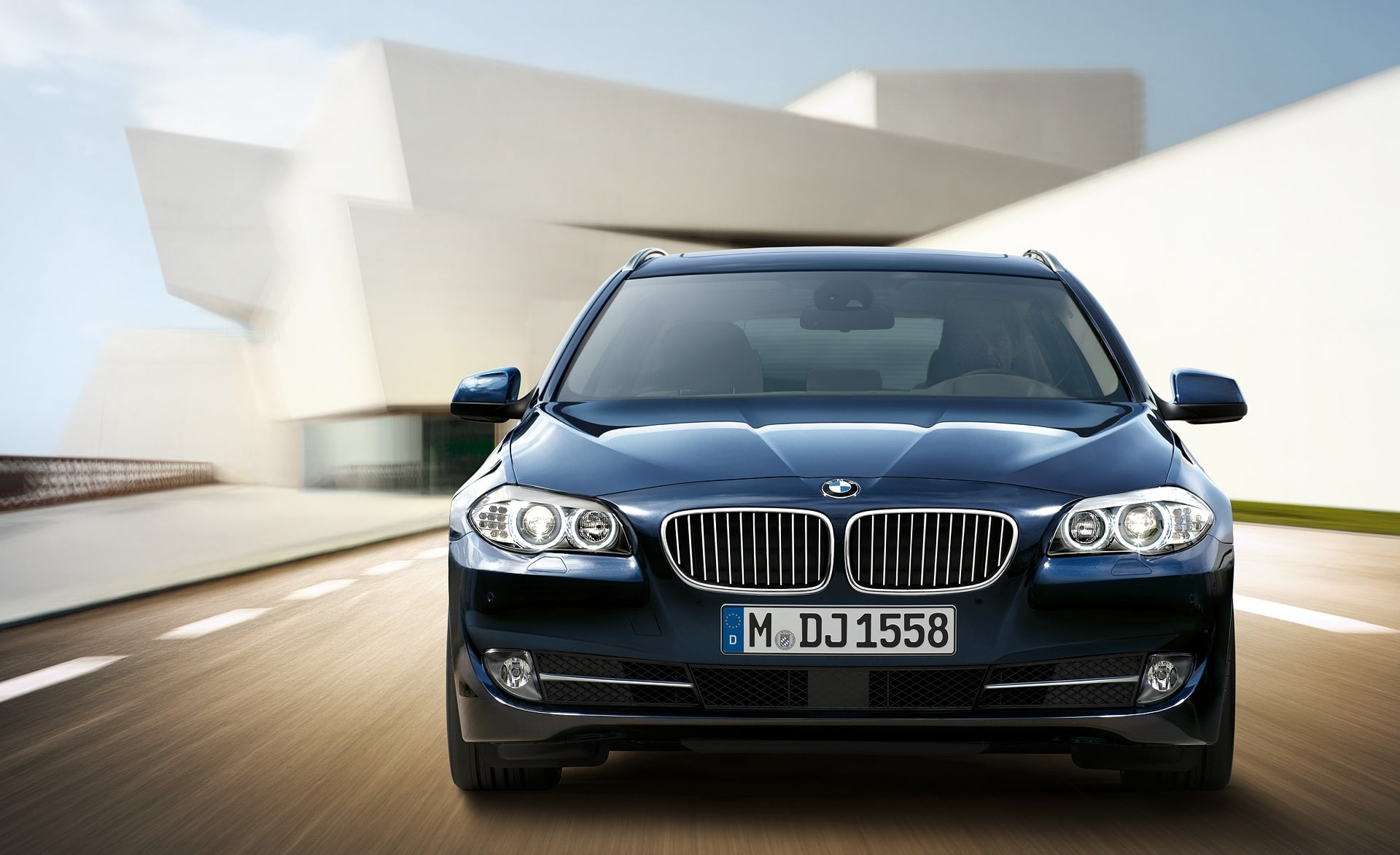 Cars, series, BMW, nature, day, sports car, bmw 5 series touring f11 exterior design, land vehicle, focus on foreground, built structure, silver colored, HD Wallpaper