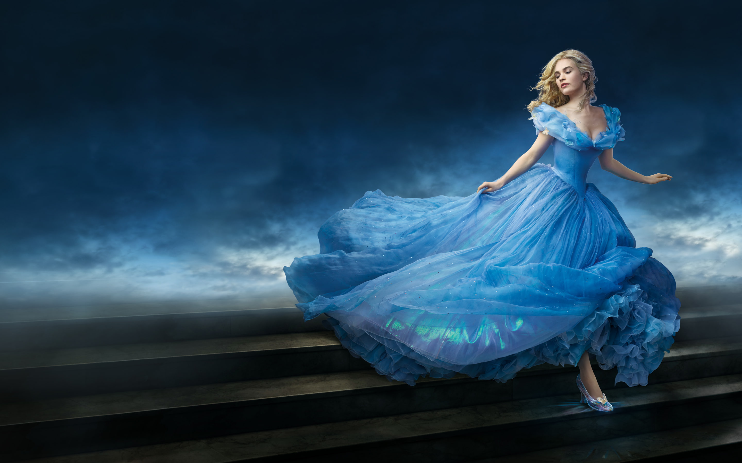 beautiful woman, dress, dancing, skill, looking away, beauty, elegance, 2K, young women, clothing, hairstyle, fashion, adult, young adult, hair, Cinderella, HD Wallpaper