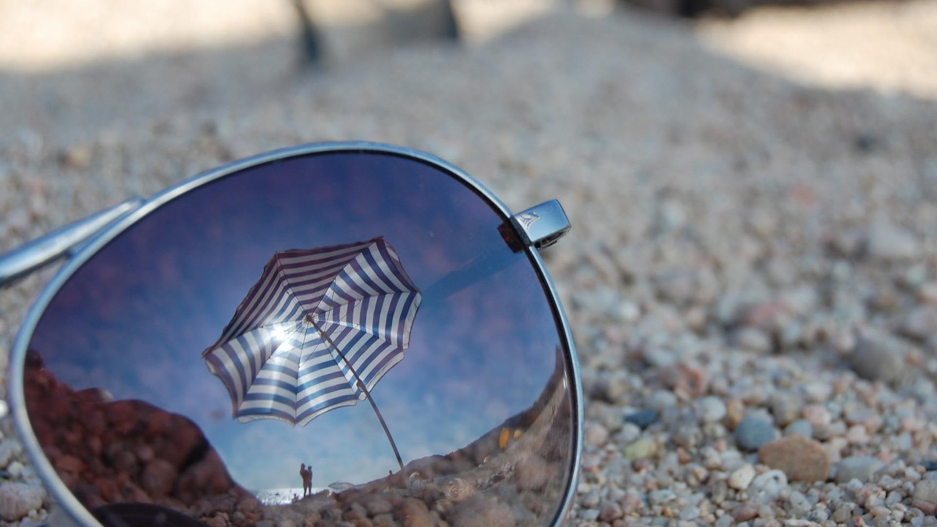 1920x1080, 1080P, steel, stainless, sand, sunglasses, umbrella, frame, aviator, lost, beaches, HD Wallpaper