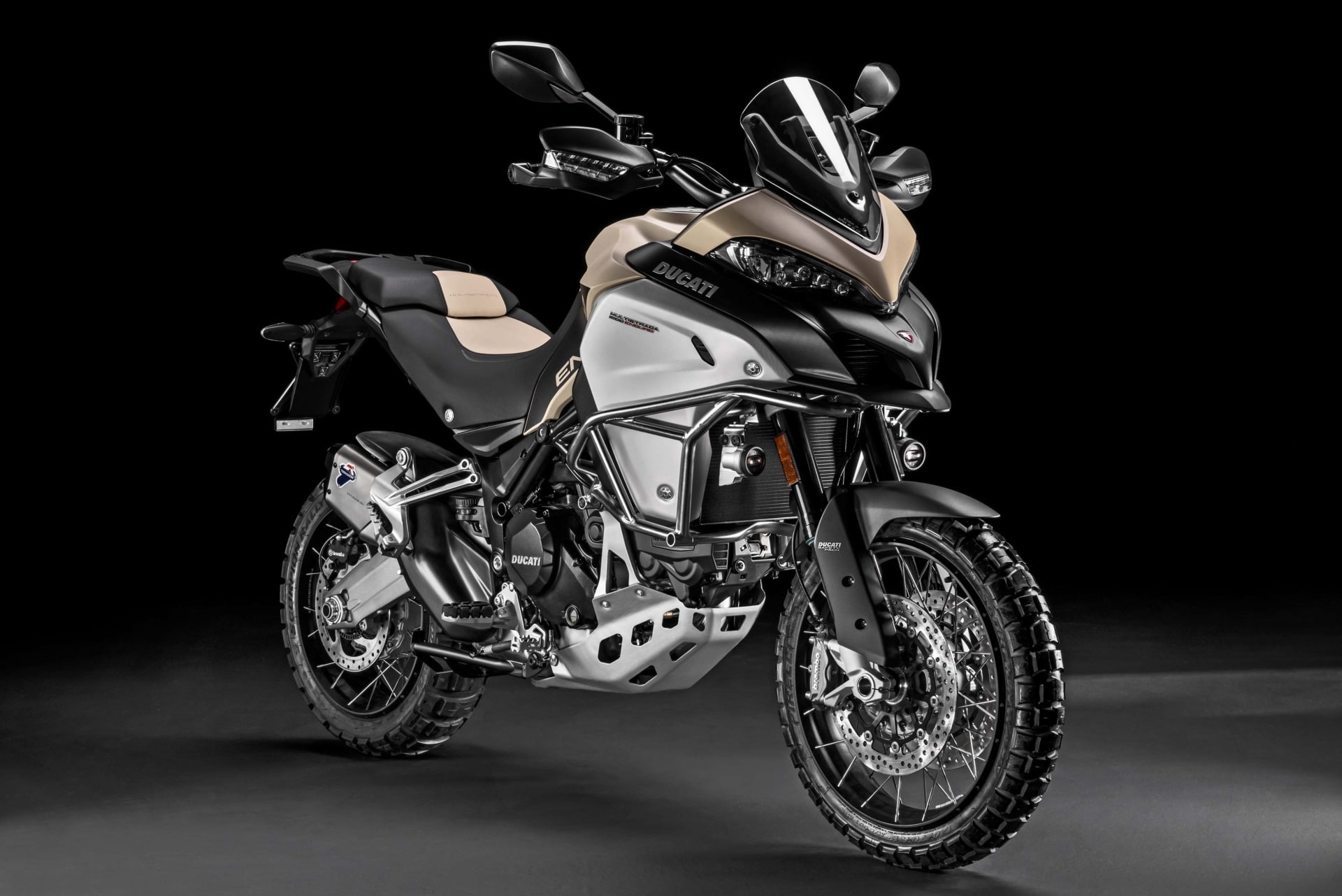 motorcycle, ducati multistrada 1200 enduro pro  new hd, transportation, indoors, cut out, retro styled, studio shot, wheel, close-up, 1080P, dark, metal, HD Wallpaper