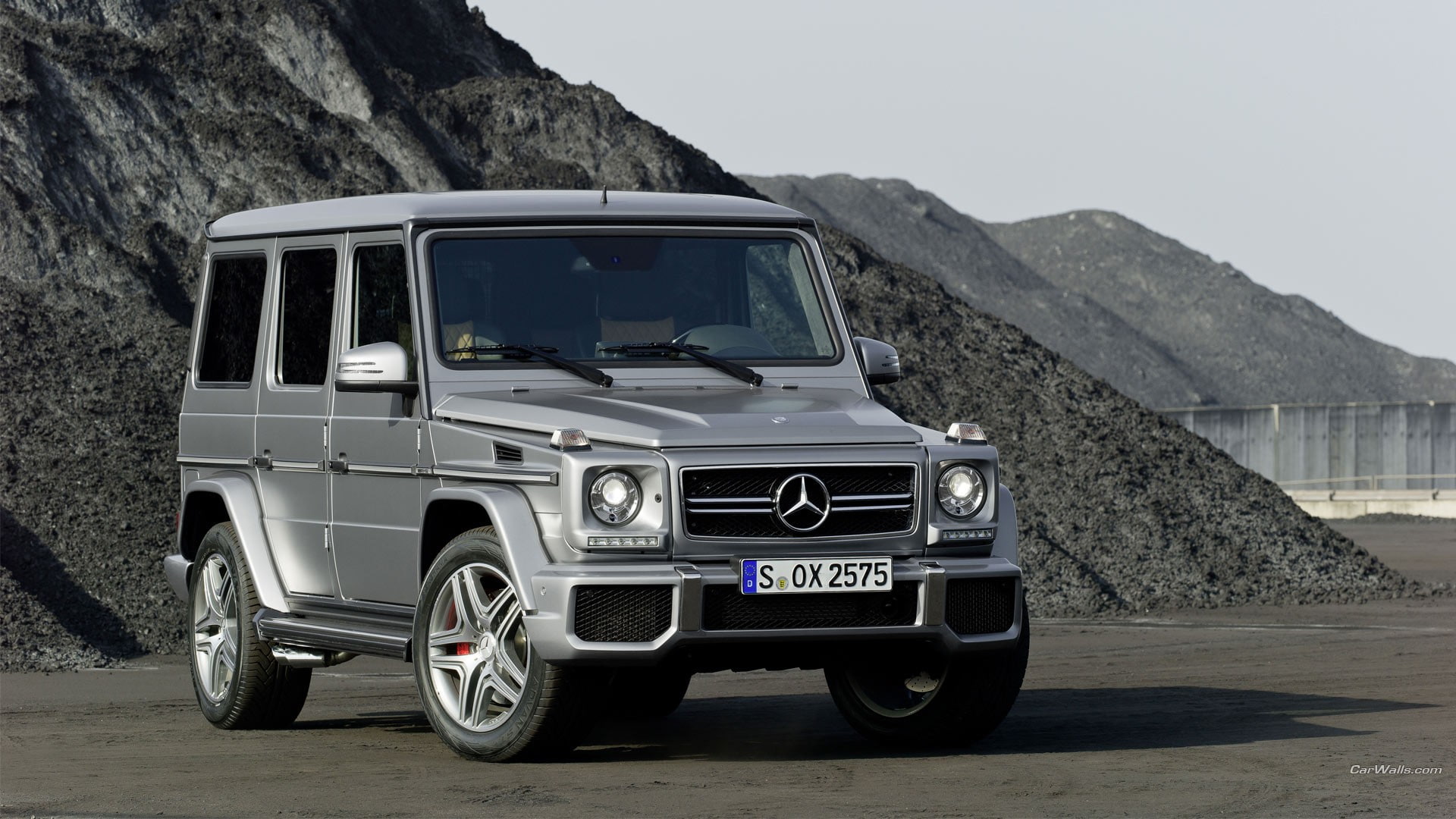 4x4, sky, road, off-road vehicle, non-urban scene, mountain, land vehicle, black color, 1080P, vehicle, rock, nature, day, Mercedes G-Class, silver cars, HD Wallpaper