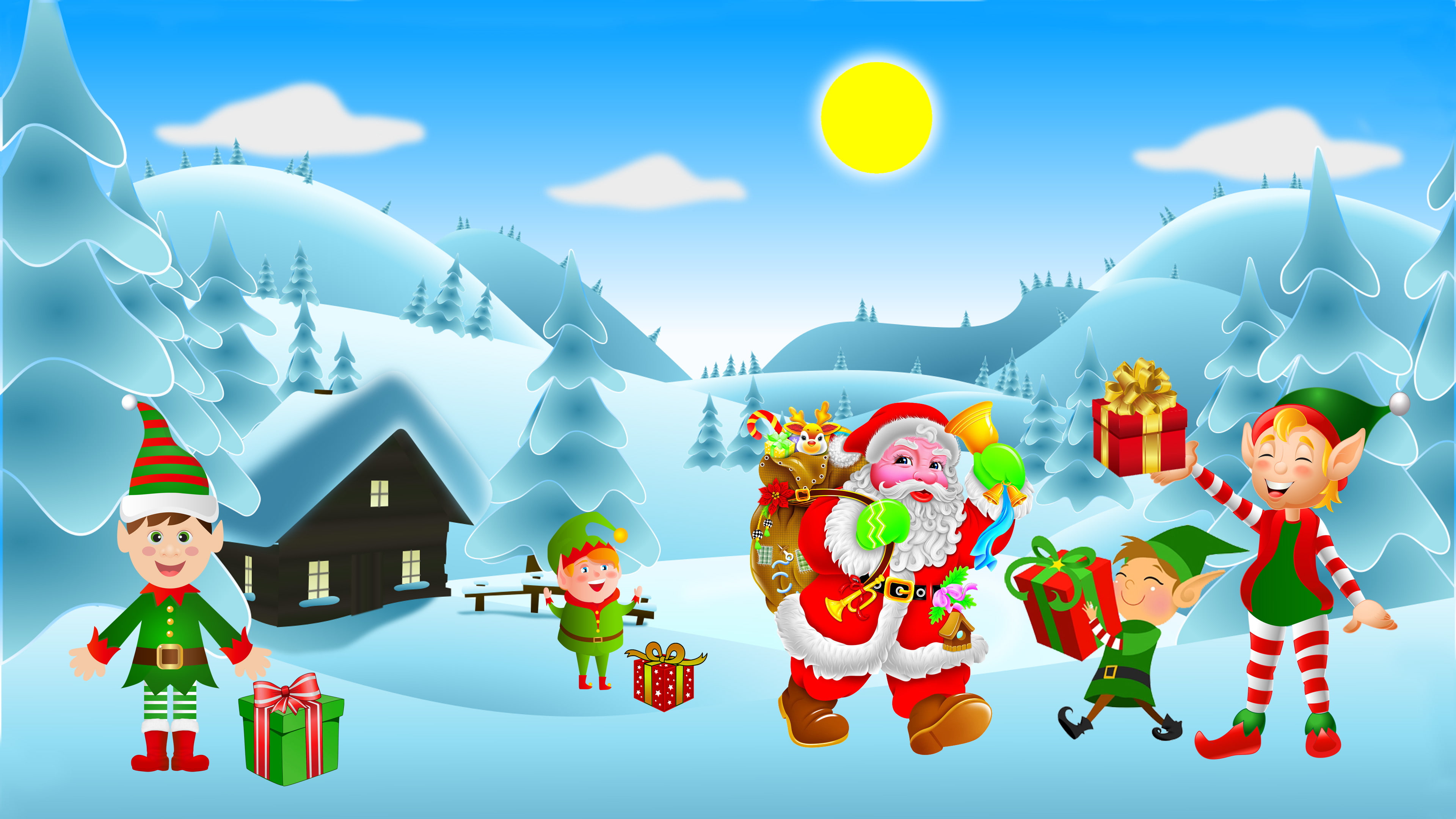 tv, cheerful, year, kids, desktop, phones, christmas, mobile, winter, hd, gifts, santa, snow, claus, tablet, 4K, art, new, clip, merry, HD Wallpaper