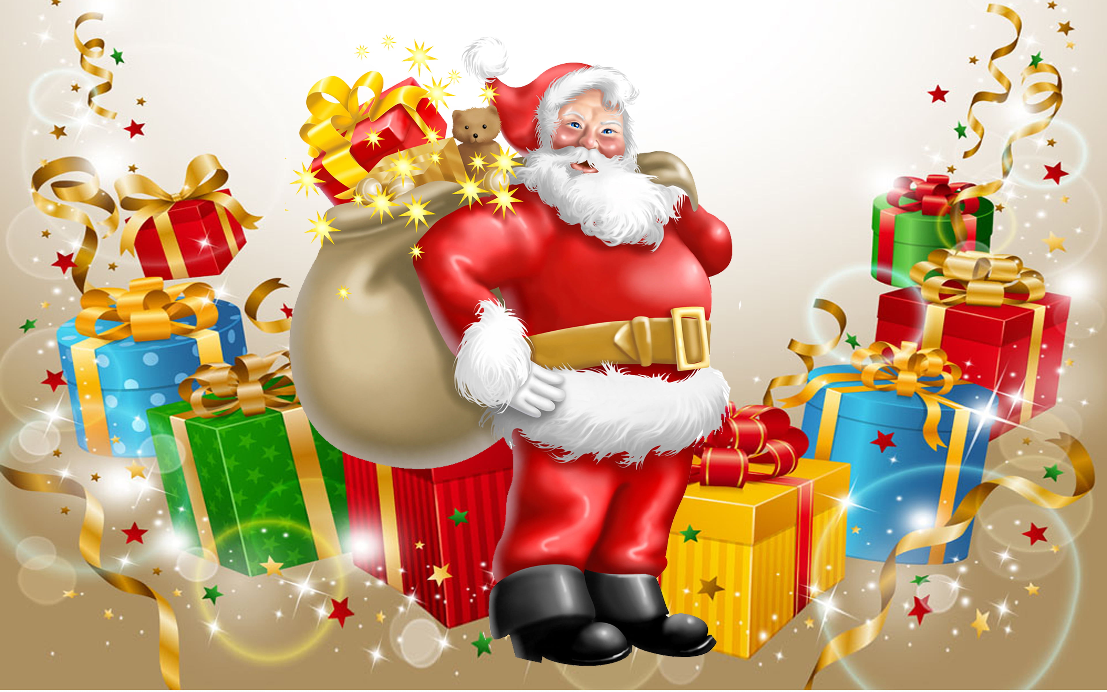 merry, studio shot, large group of objects, figurine, christmas, holiday, toy, claus, year, happy, gifts, human representation, representation, abundance, HD Wallpaper
