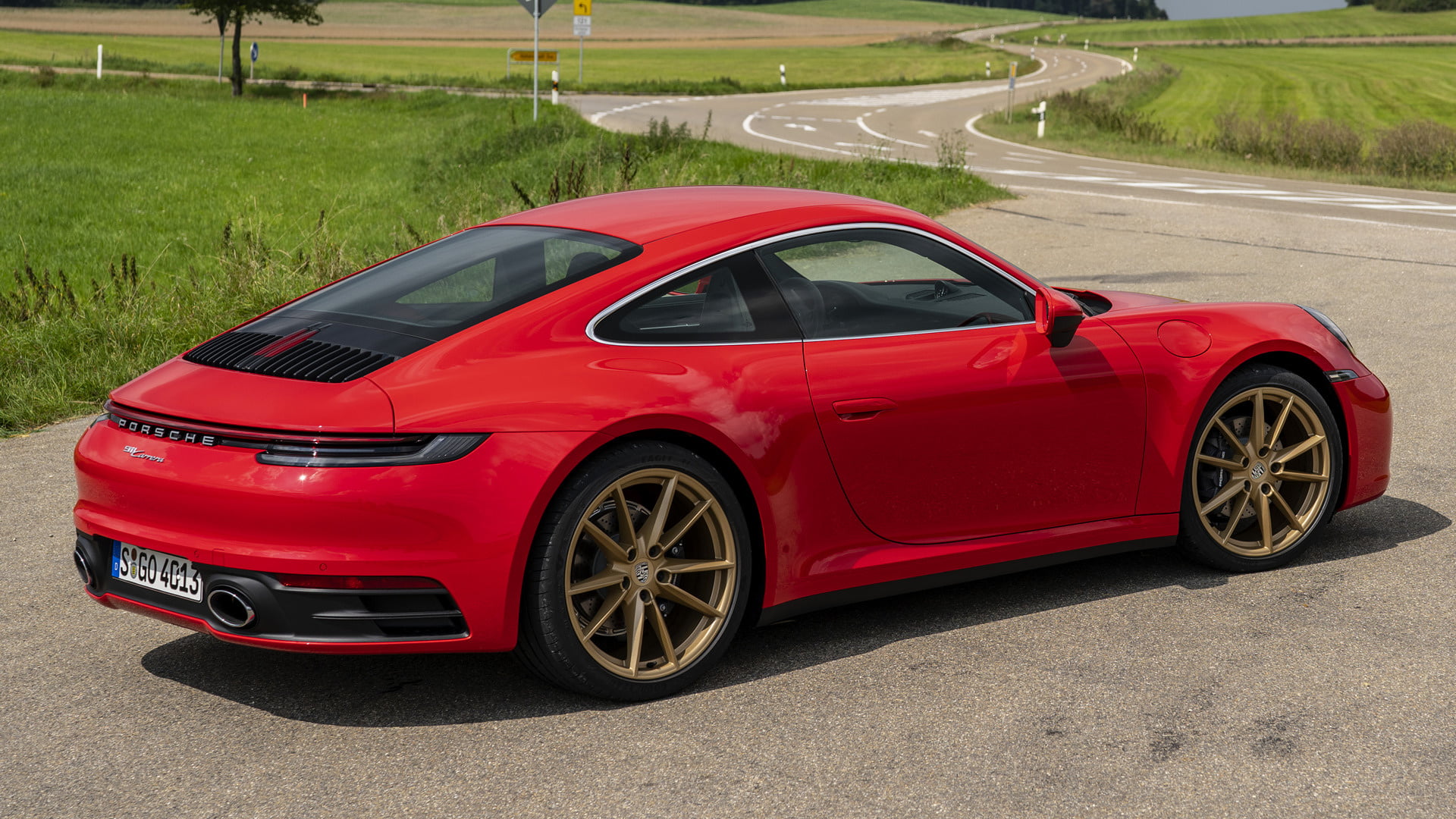 Porsche, Red Car, Car, Coupé, 1080P, Sport Car, Porsche 911 (992) Carrera, HD Wallpaper