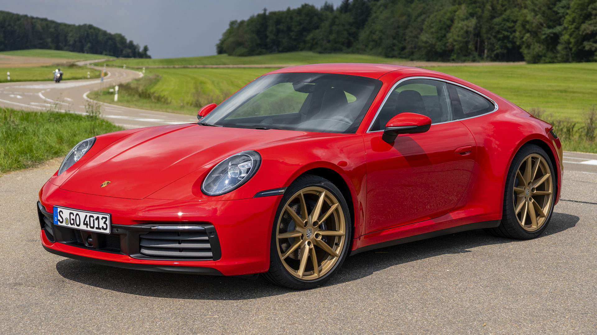 Porsche 911 (992) Carrera, Coupé, 1080P, Sport Car, Porsche, Red Car, Car, HD Wallpaper