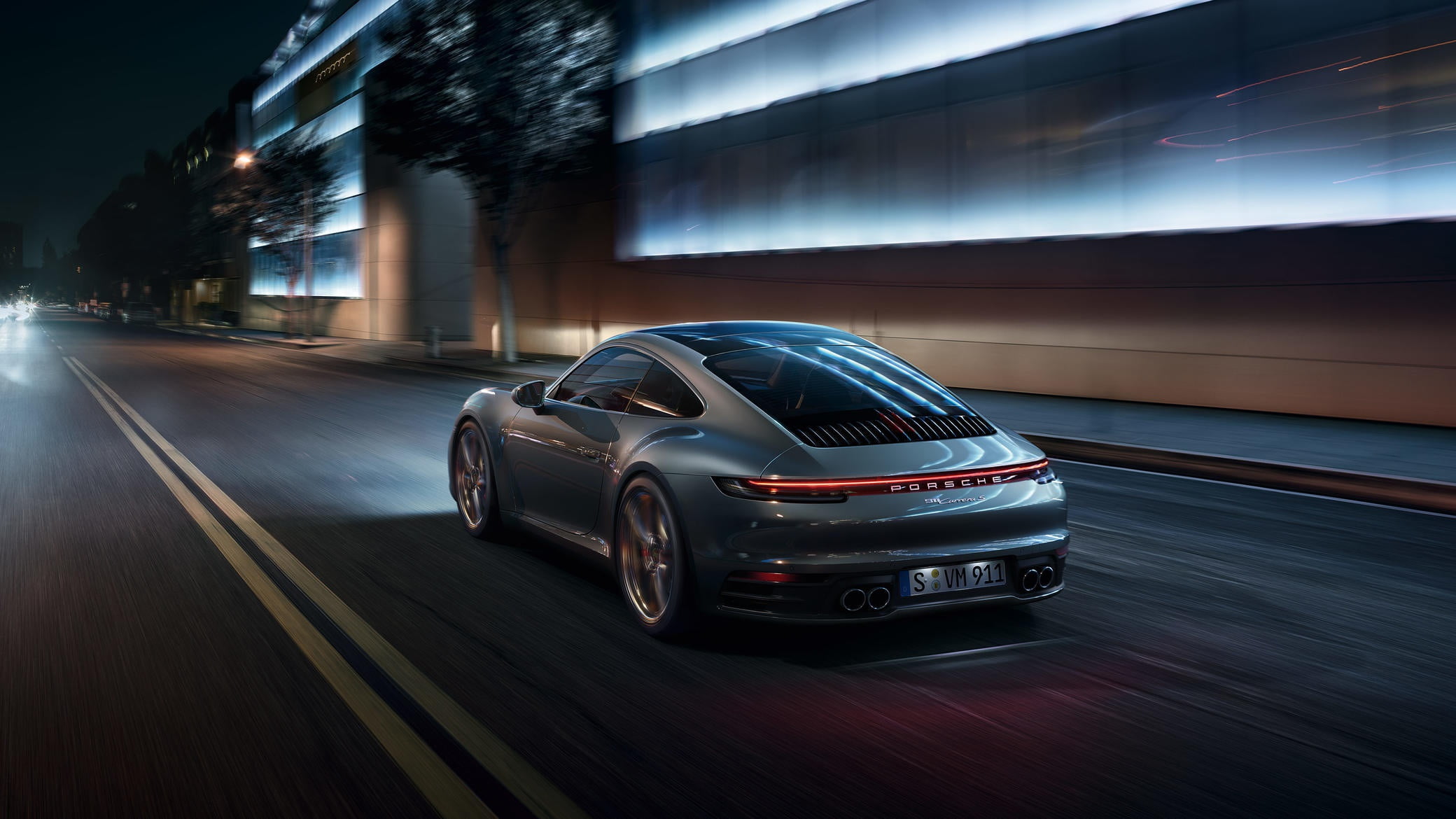 1080P, Porsche 911 Carrera S, 2019, night, sports, machine, 992, lights, light, the city, HD Wallpaper