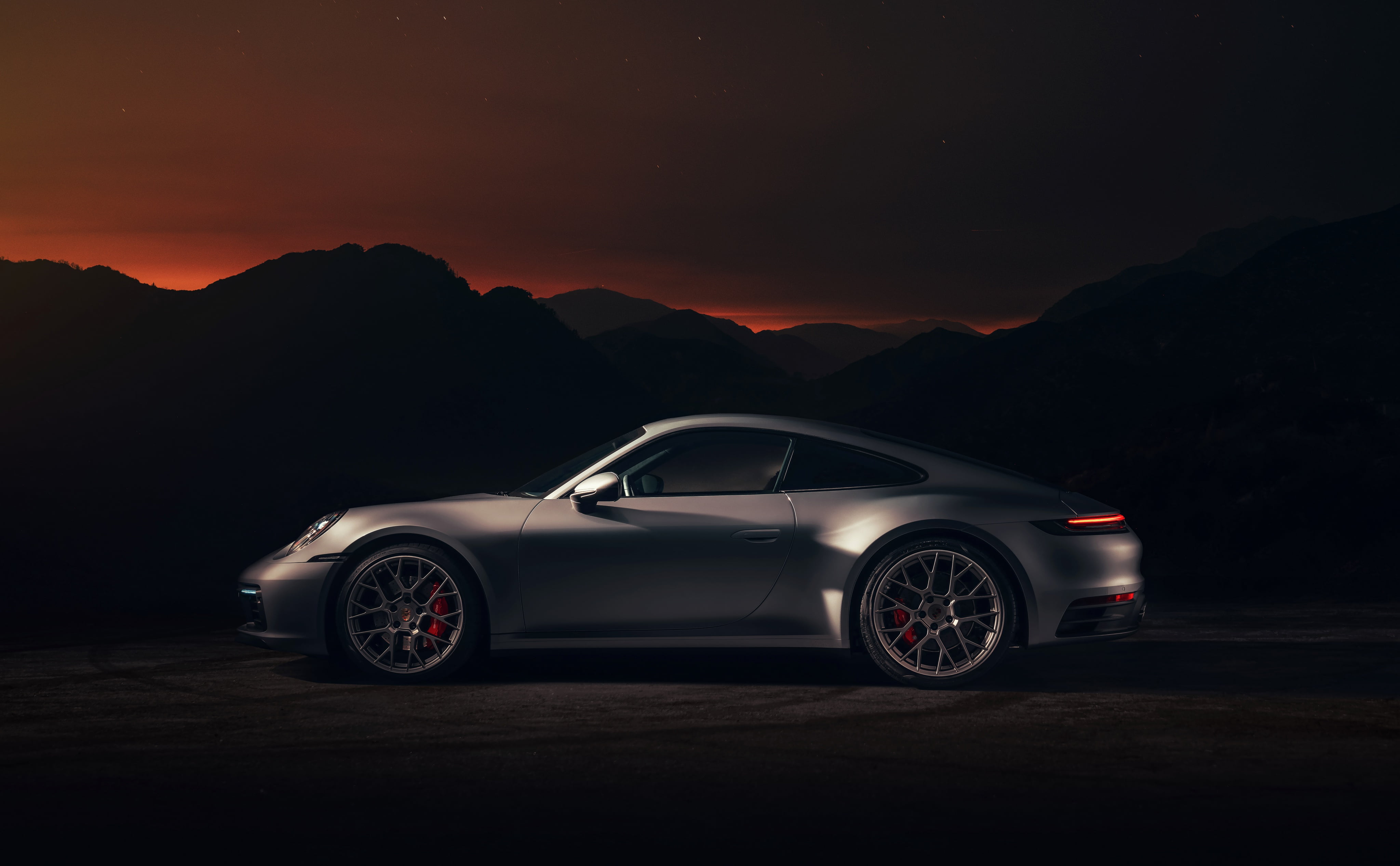 Porsche, 992, Carrera 4S, 4K, the silhouettes of the mountains, 2019, coupe, 911, HD Wallpaper