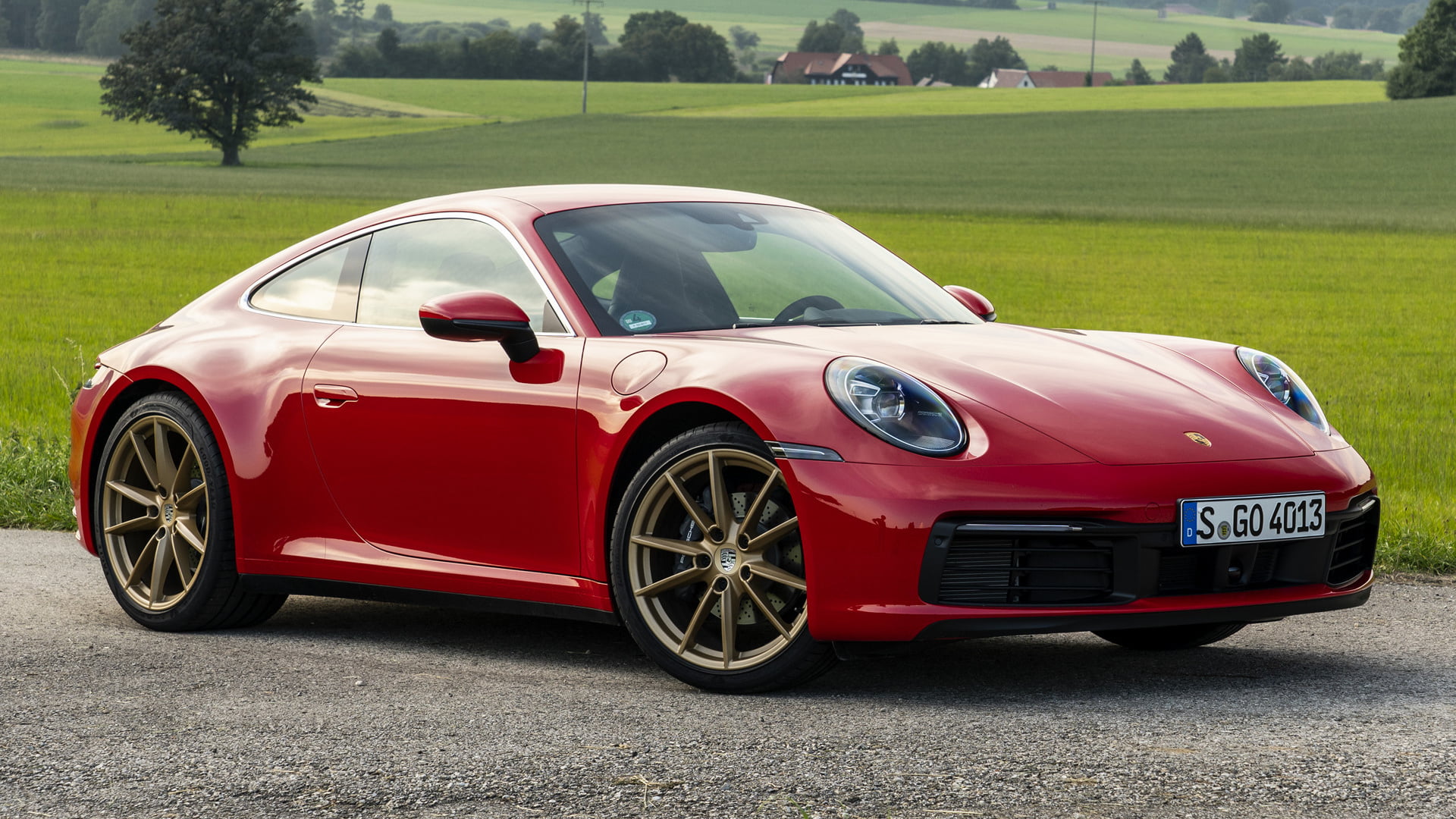 1080P, Coupé, Porsche, Red Car, Porsche 911 (992) Carrera, Car, Sport Car, HD Wallpaper