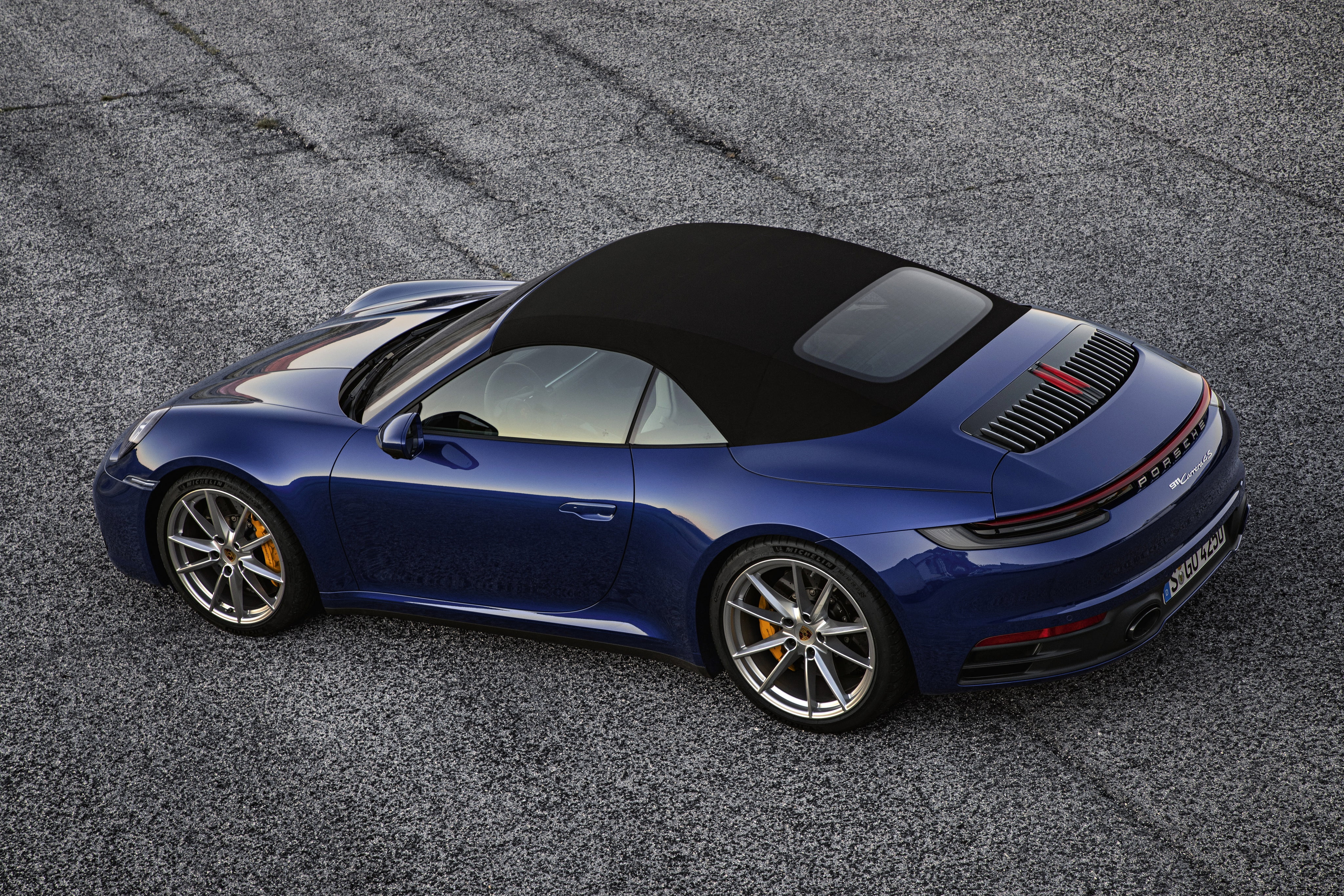 the soft top, Carrera 4S, convertible, 4K, 2019, Cabriolet, Porsche, 911, 992, blue, HD Wallpaper