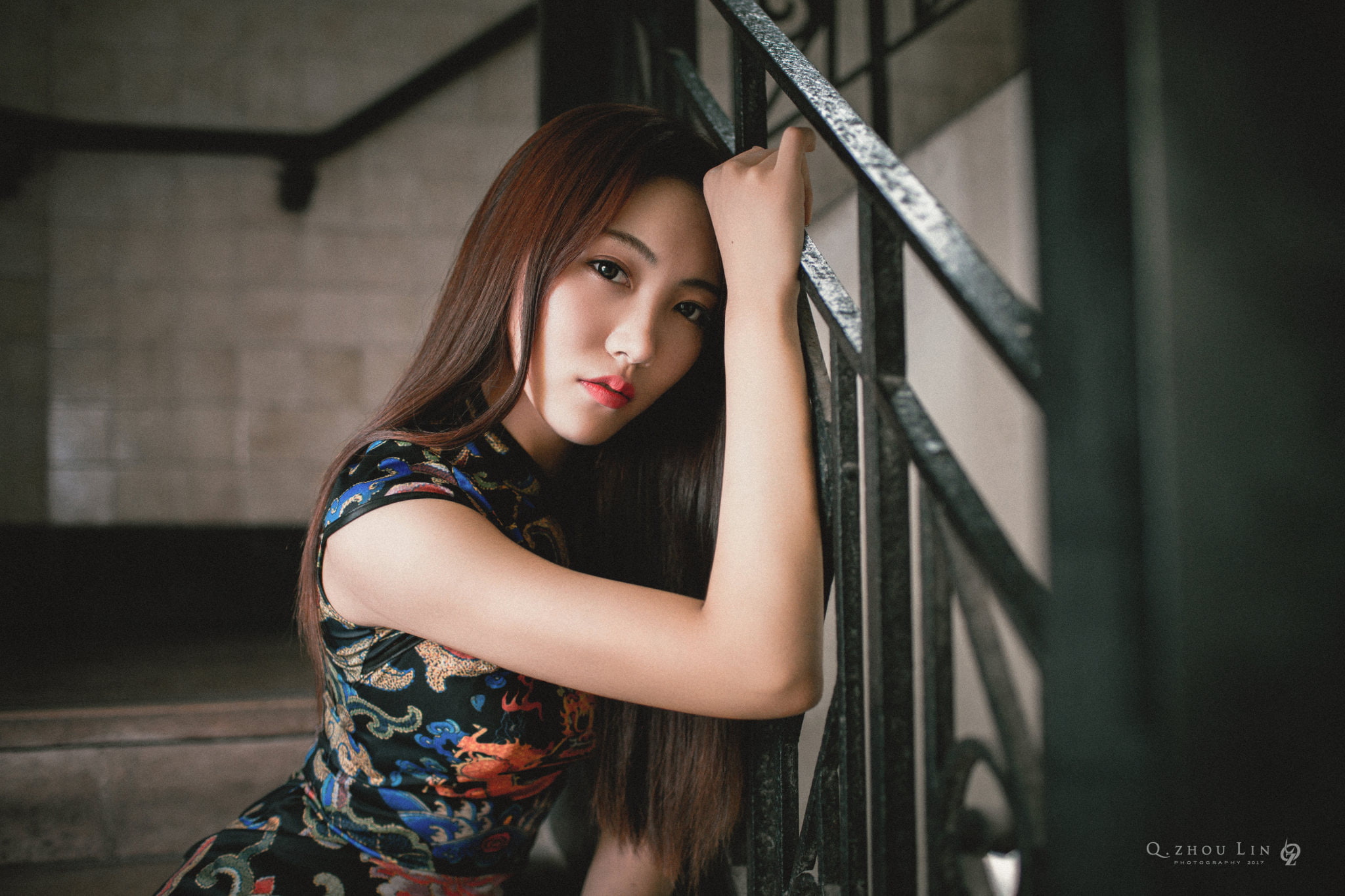 stairs, 1080P, Asian, portrait, women, HD Wallpaper