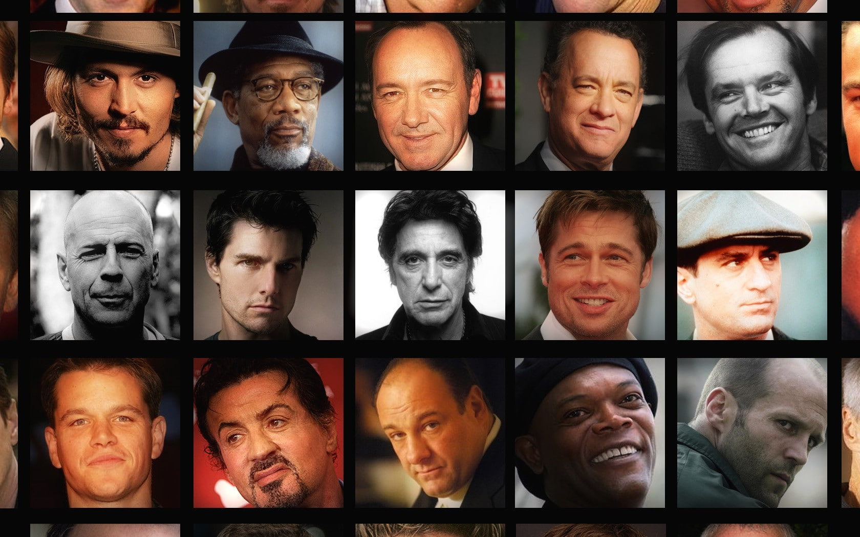 matt, gandolfini, nicholson, sopranos, collage, brad, samuel, actors, depp, cruise, robert, statham, niro, pitt, james, jack, jason, pacino, johnny, damon, HD Wallpaper