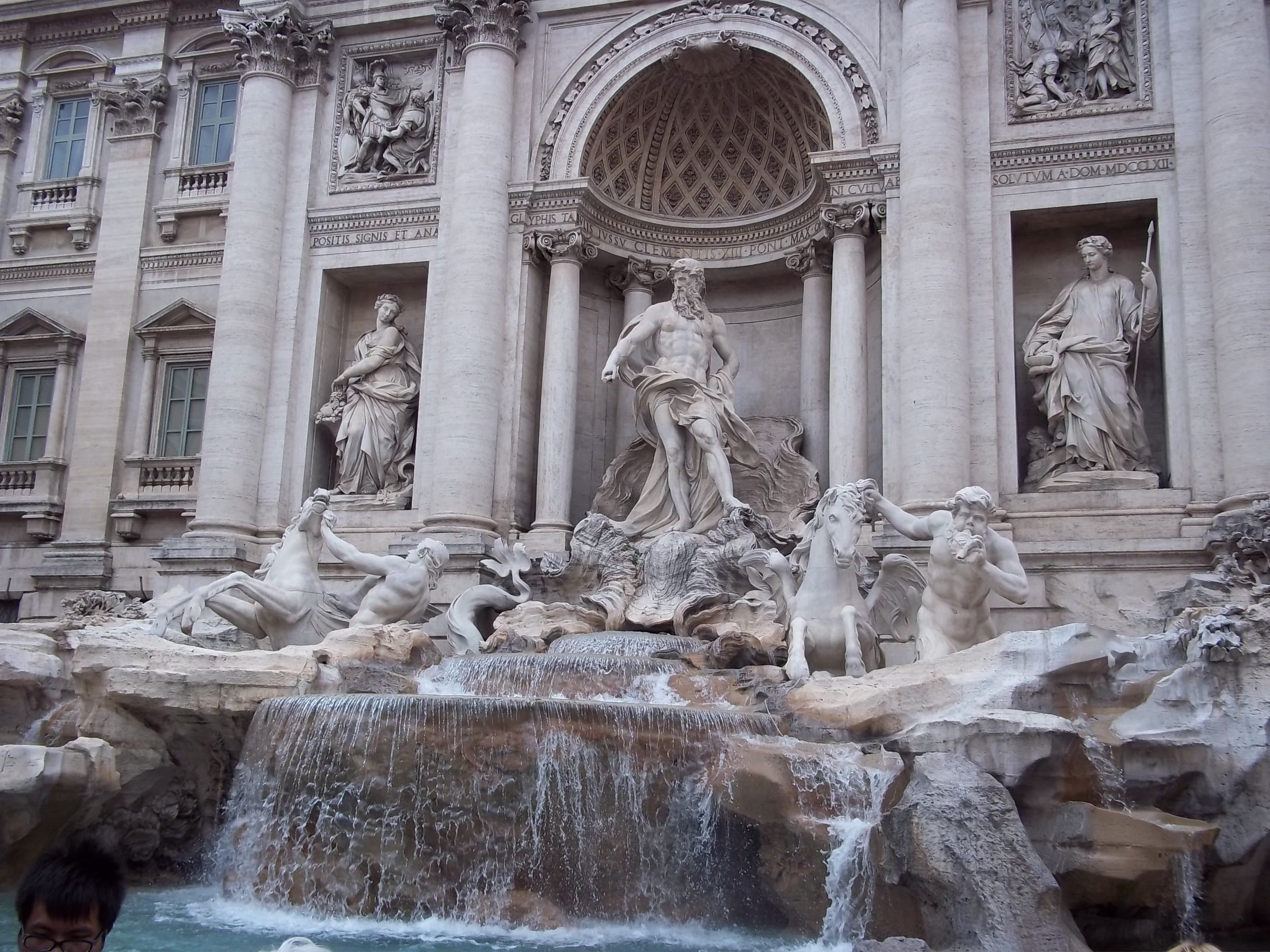 male likeness, architectural column, flowing water, travel destinations, the past, rome - Italy, built structure, creativity, history, art and craft, europe, HD Wallpaper