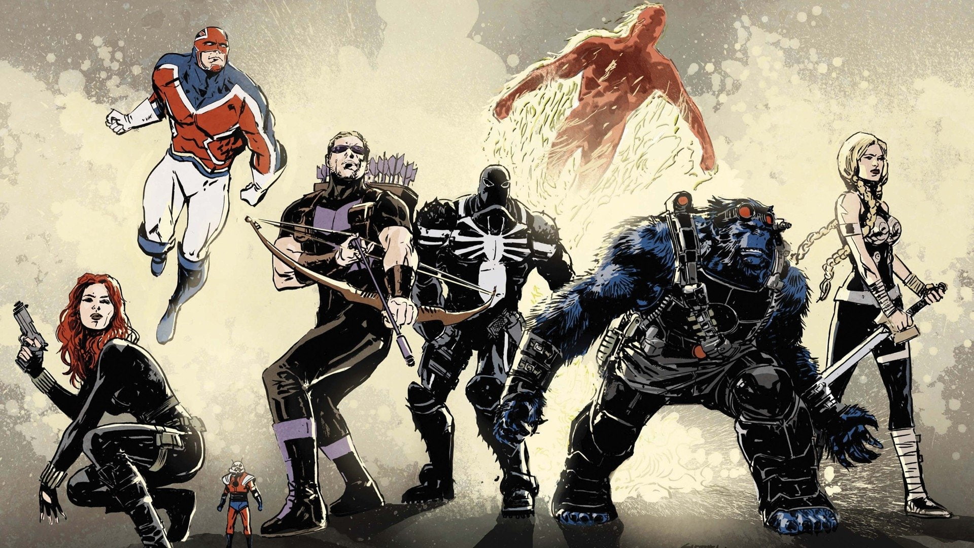 1080P, Human Torch (Marvel Comics), Black Widow, Hawkeye, Beast (Marvel Comics), Secret Avengers, Comics, HD Wallpaper