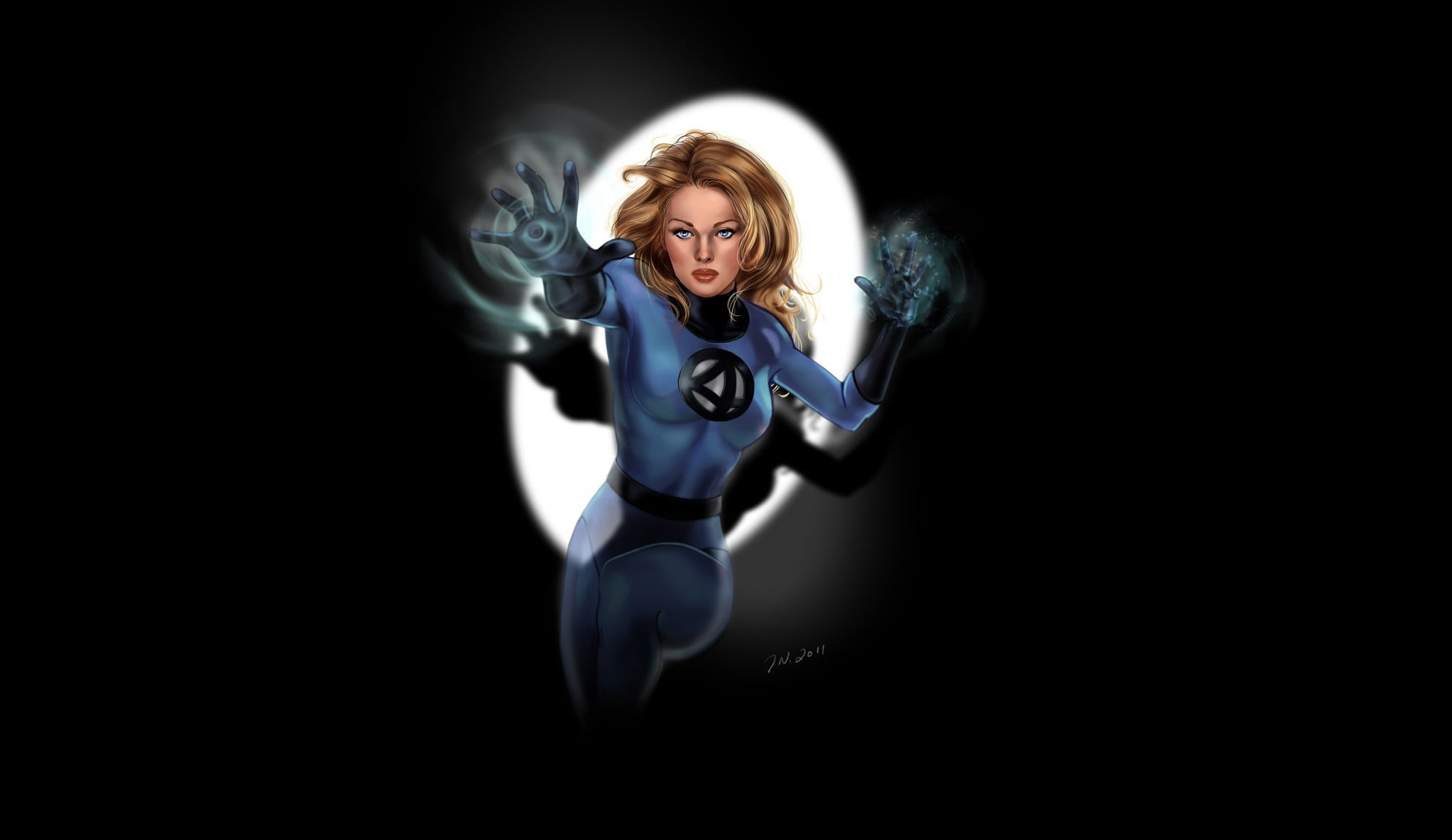 fantasy girl, superheroines, 1080P, simple background, artwork, Invisible Woman, Marvel Comics, Fantastic Four, HD Wallpaper