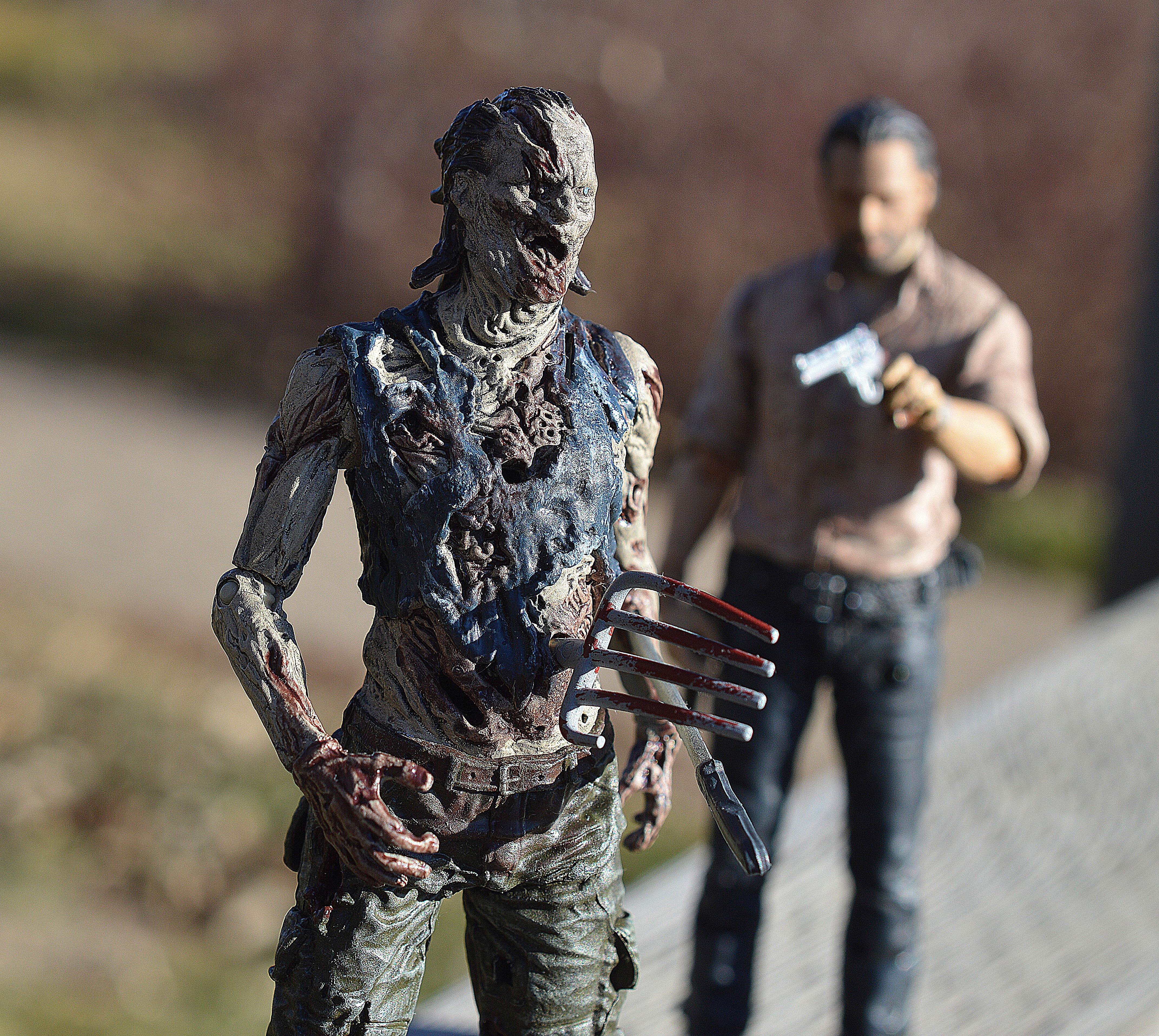 handgun, undead, gun, adult, monster, attack, horror, outdoors, man, action figure, standing, shoot, young adult, television, focus on foreground, apocalypse, HD Wallpaper