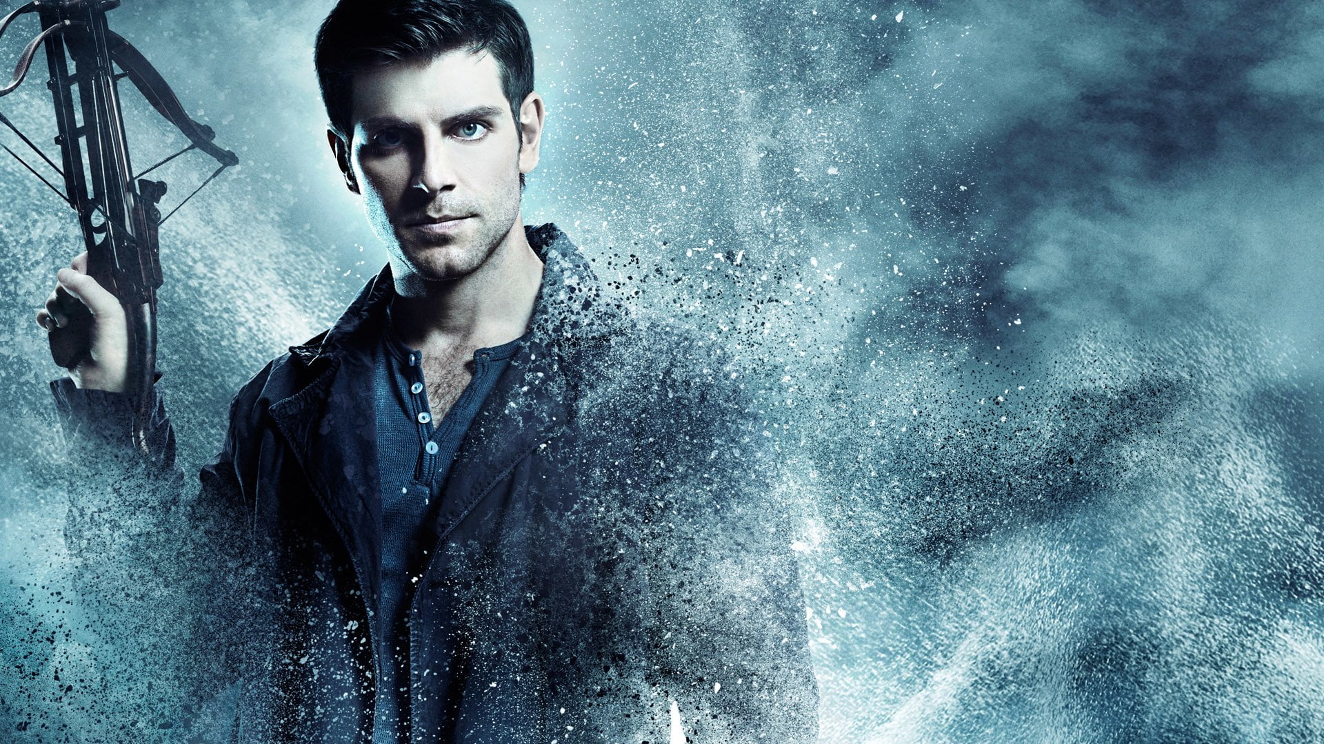 Grimm, looking, wet, storm, casual clothing, serious, young adult, dark, TV Show, rain, front view, contemplation, young men, beautiful people, looking at camera, HD Wallpaper