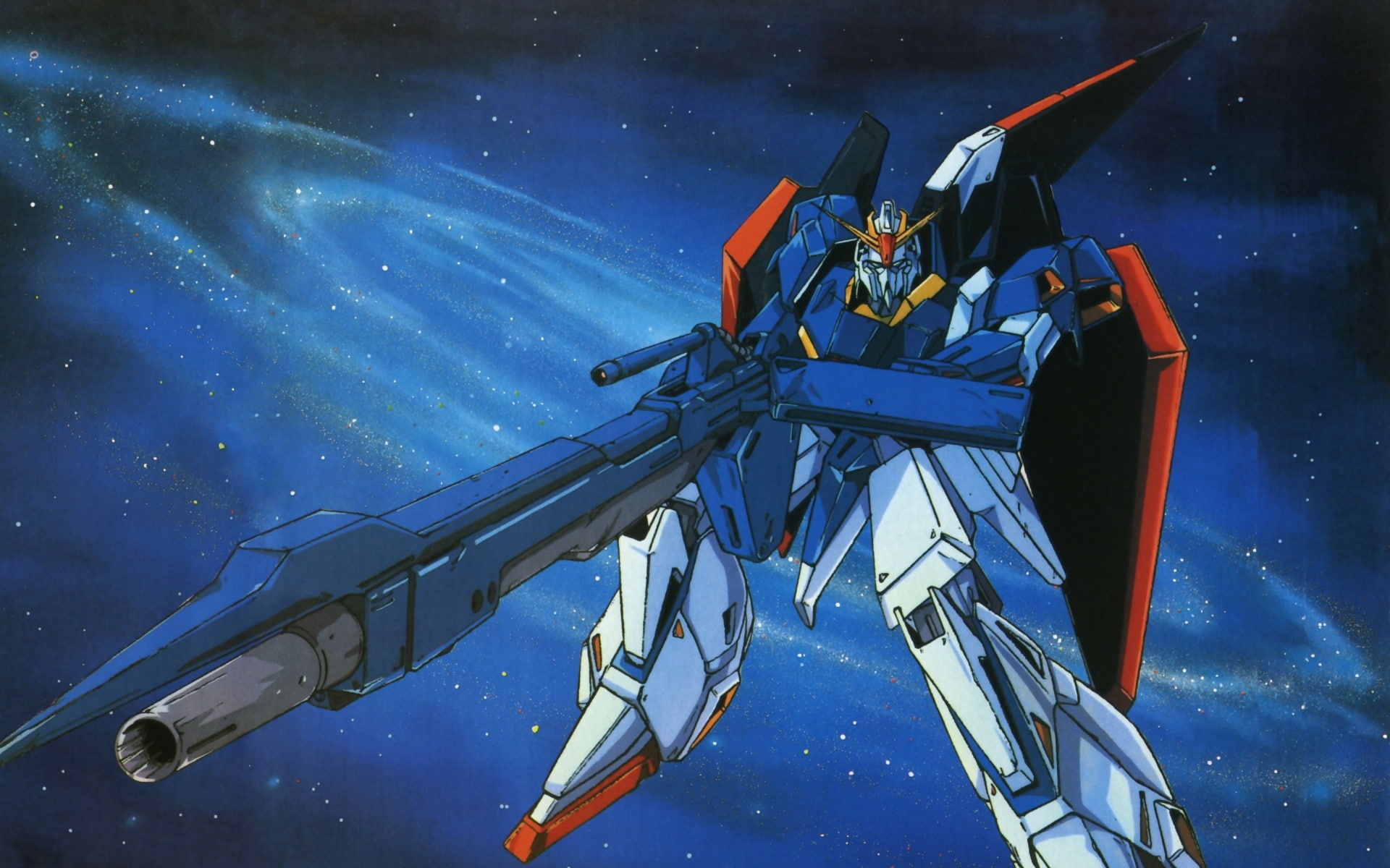 gundam, robot, transformers, hd, 1080P, red, blue, orange, cartoon/comic, HD Wallpaper
