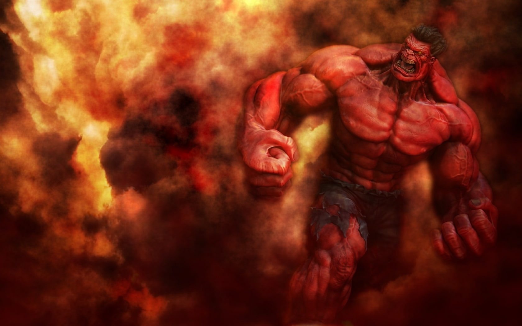drawing, marvel, 720P, cartoon/comic, hulk, red, hd, the, HD Wallpaper