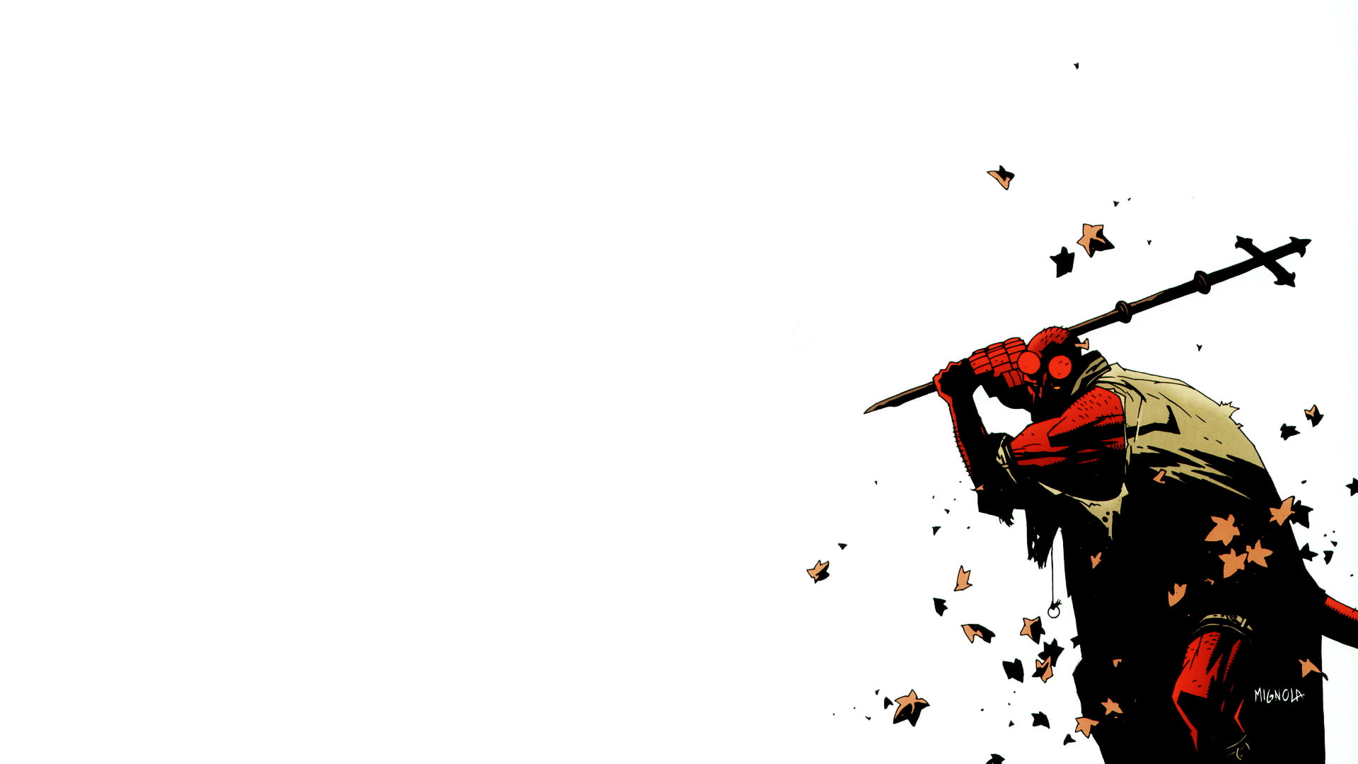 cartoon/comic, 1080P, white, hd, hellboy, HD Wallpaper