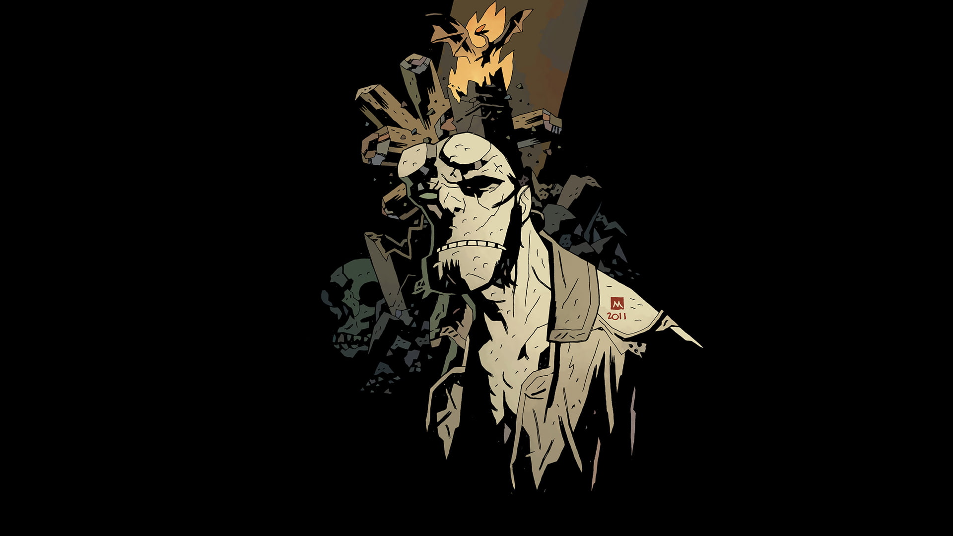 cartoon/comic, 1080P, black, hd, hellboy, HD Wallpaper