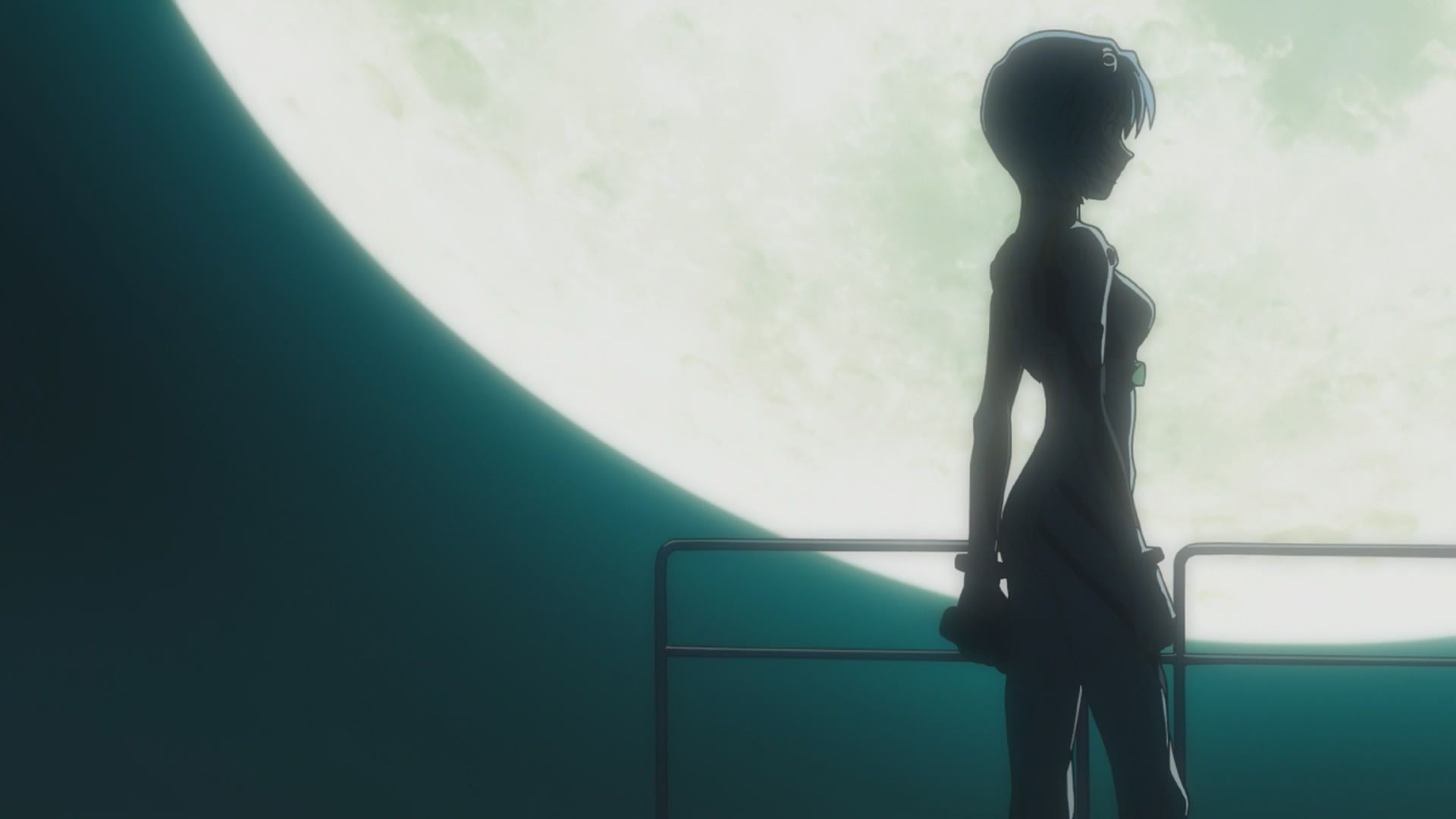Ayanami Rei, sky, glass - material, 1080P, transparent, window, men, silhouette, indoors, anime girls, moonlight, sunlight, one person, human representation, HD Wallpaper