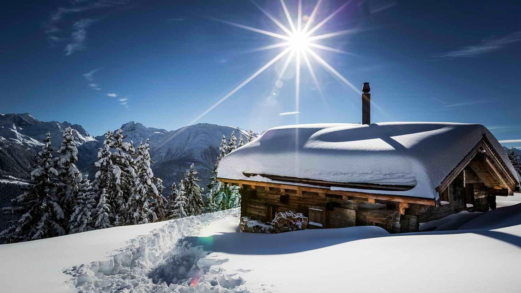 built structure, travel destinations, cold temperature, building exterior, winter, mountain, snowy peak, architecture, sky, sunlight, landscape, white color, HD Wallpaper