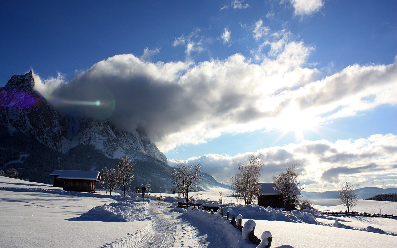 blue, winter, cold temperature, land, sky, house, snowcapped mountain, tranquil scene, snow, environment, pine tree, mountain, sunlight, plant, landscape, HD Wallpaper