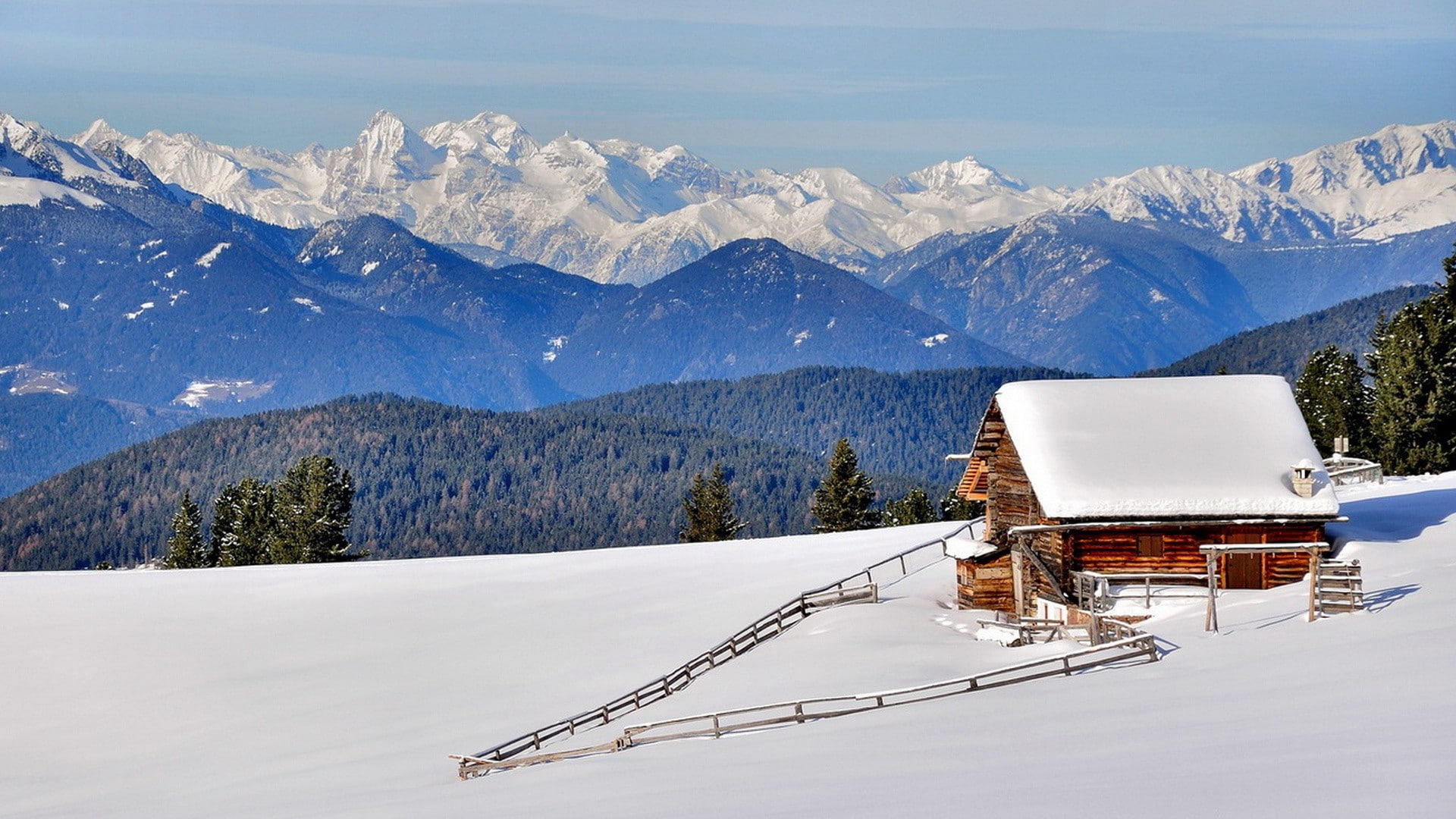 landscape, beauty in nature, day, ski resort, sky, 1080P, snow, mountain, land, tree, mountain range, ice, scenics - nature, cold temperature, snowcapped mountain, HD Wallpaper