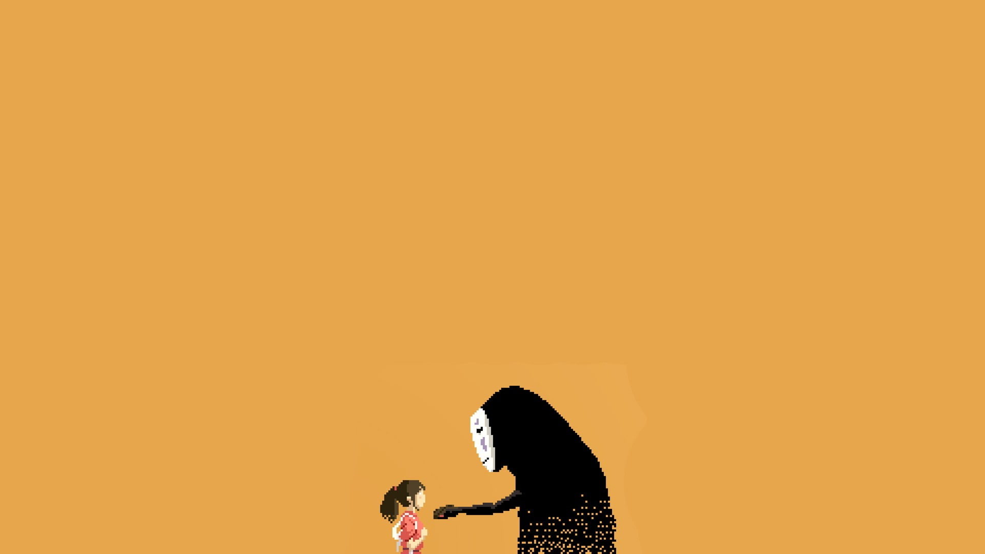Spirited Away, 1080P, anime, simple background, pixel art, anime girls, HD Wallpaper