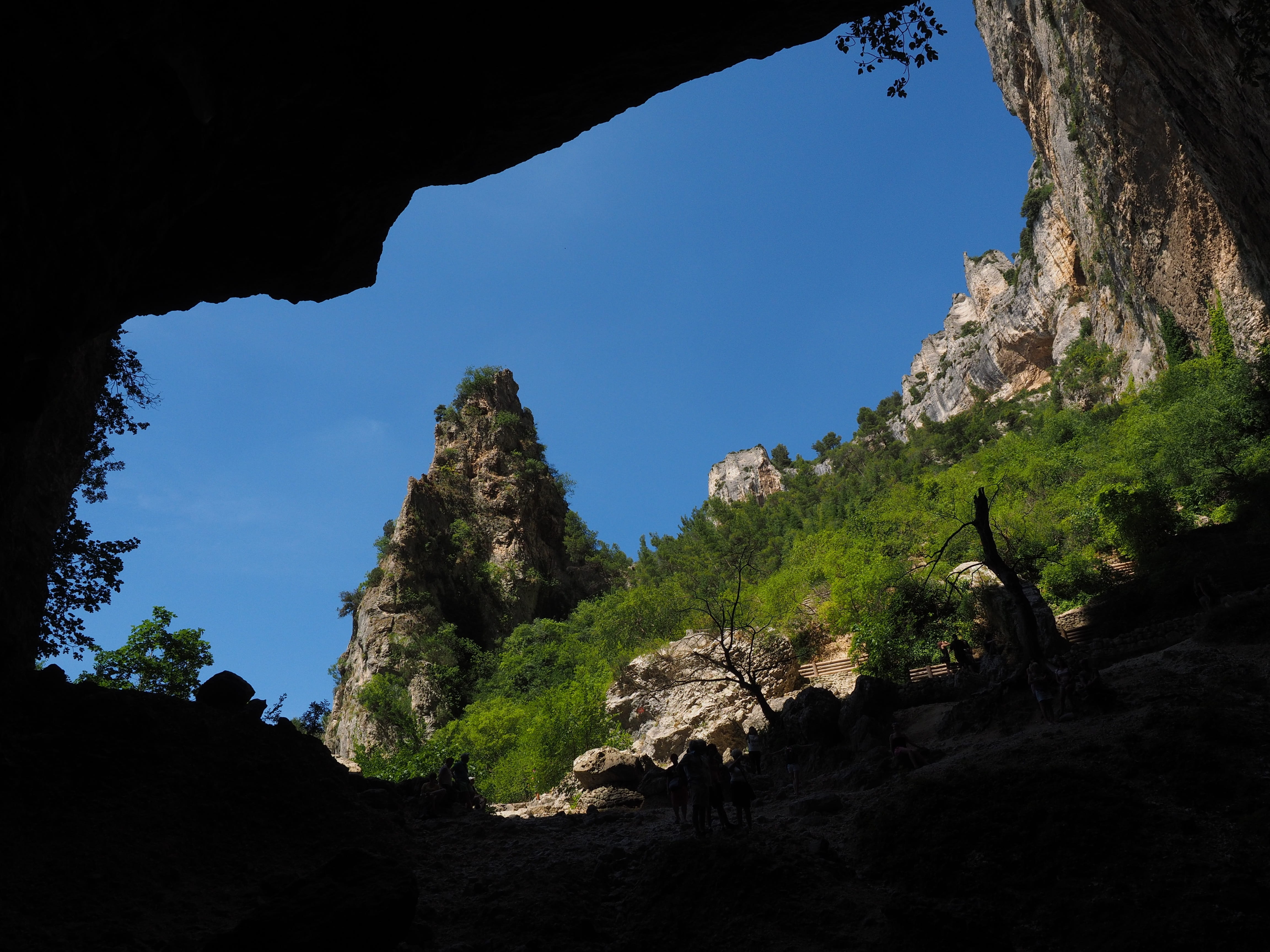 cave, beauty in nature, fontaine-de-vaucluse, spring, sky, rock, travel destinations, formation, fontaine de vaucluse, non-urban scene, tranquil scene, HD Wallpaper