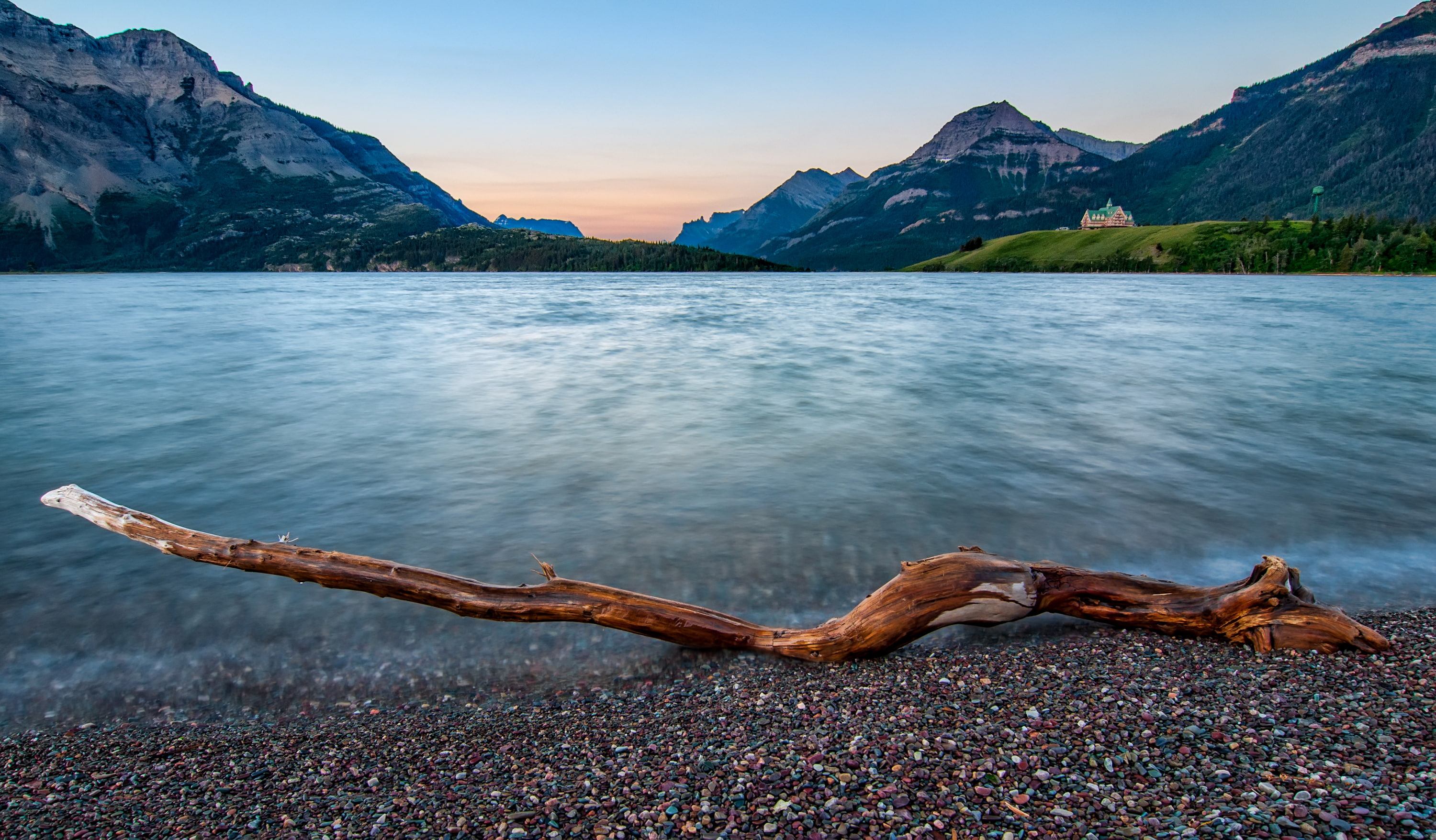 mountain, sky, Canada, mountains, snag, driftwood, shore, tranquil scene, environment, idyllic, day, Alberta, scenics - nature, mountain range, land, beauty in nature, HD Wallpaper