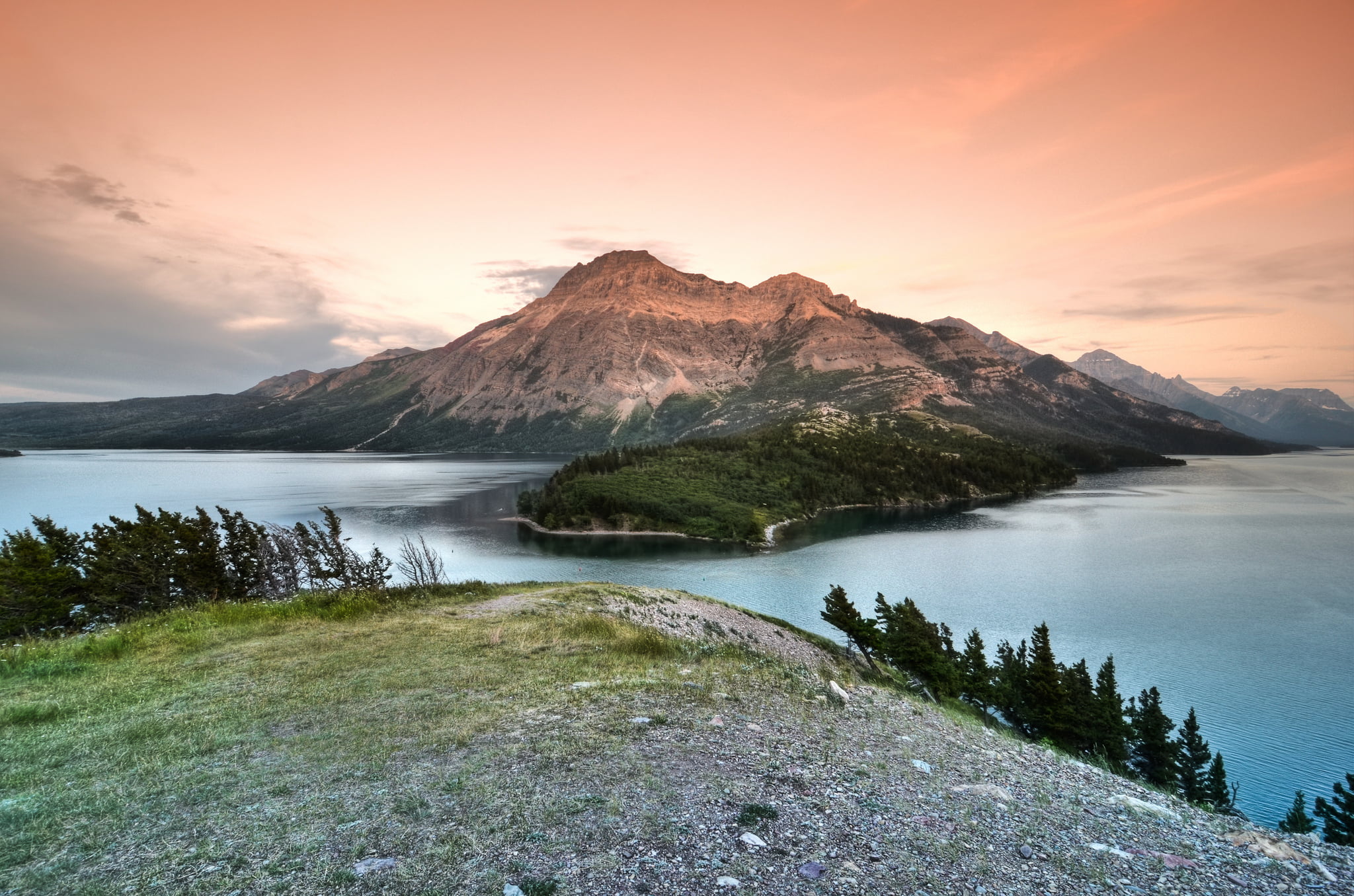 mountain peak, national Park, mountain range, waterton lakes national park, volcanic crater, lake, forest, no people, mountain, non-urban scene, idyllic, HD Wallpaper
