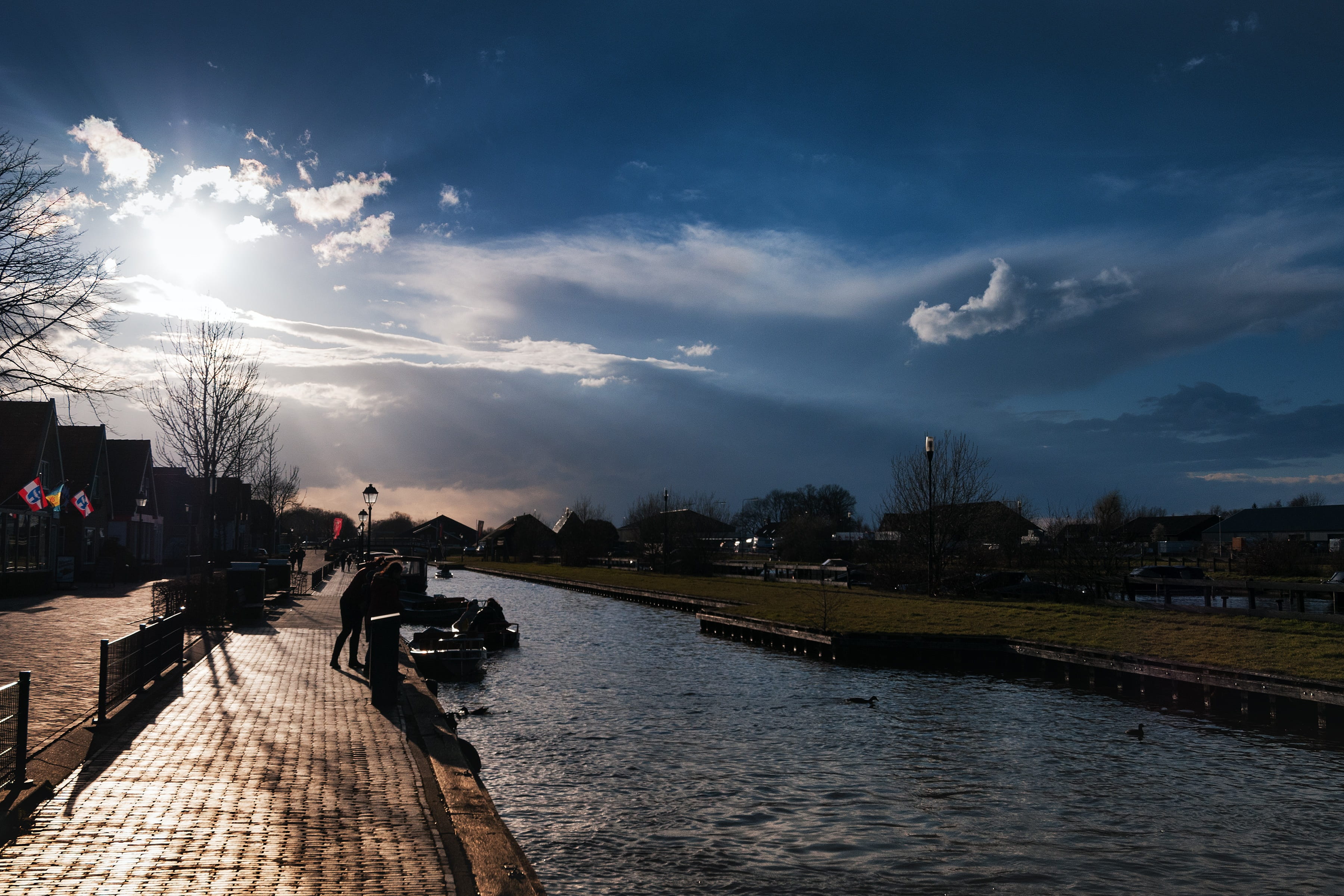 city, water, built structure, nature, plant, women, blue, building exterior, Netherlands, footpath, direction, tree, cloud - sky, bridge, Channel, architecture, HD Wallpaper