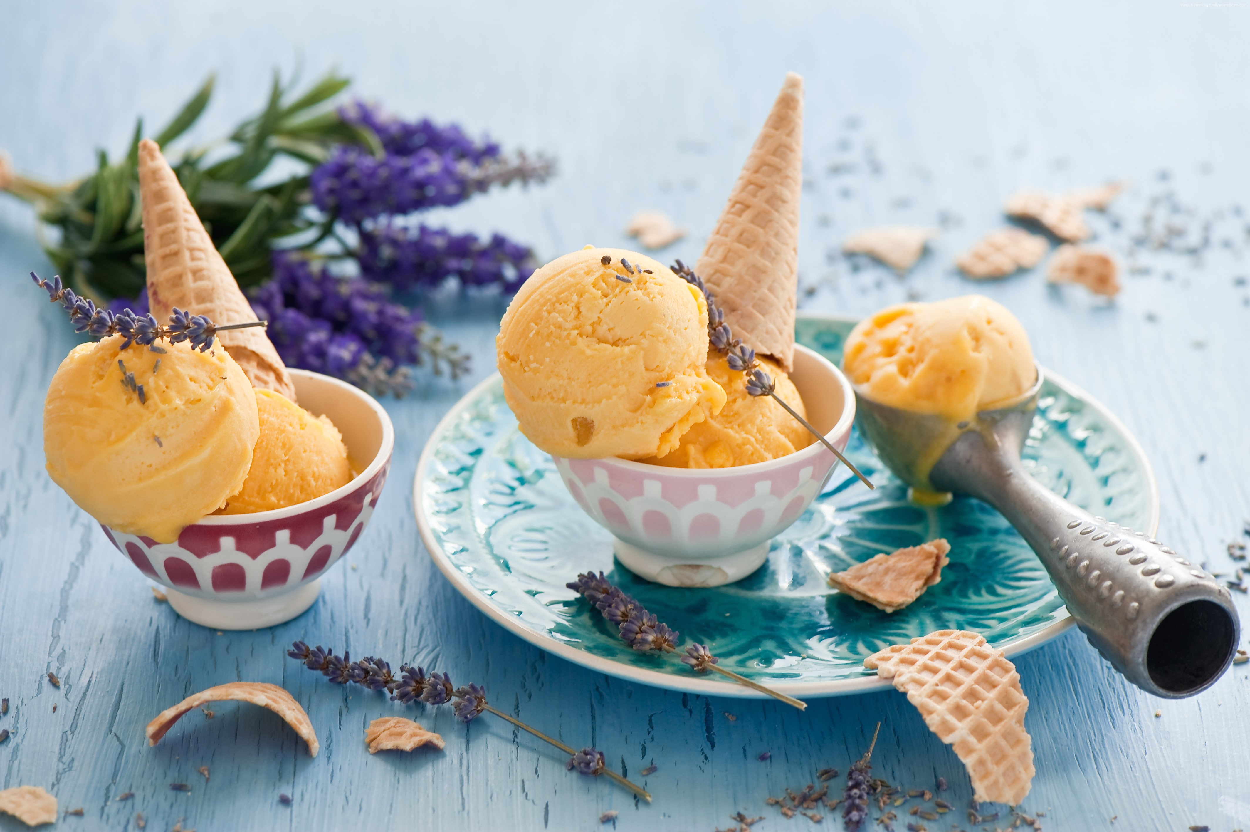 sweet food, lavender, delicious, temptation, food, indulgence, freshness, 4K, sweet, dairy product, ice cream, eating utensil, no people, dessert, frozen, HD Wallpaper