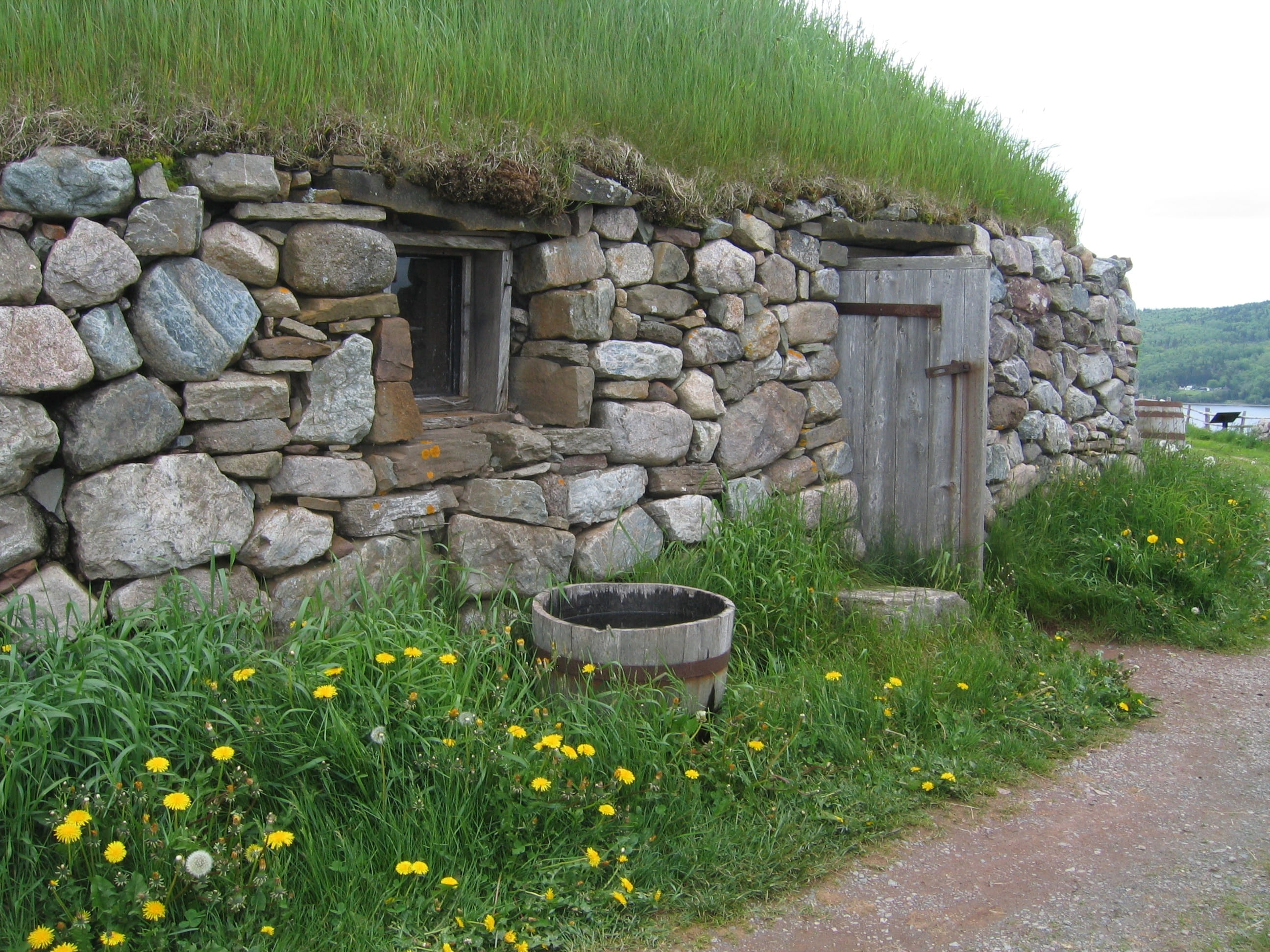 wall, flower, Highlands, turf, rocky, land, Nova Scotia, coast, plant, solid, building exterior, built structure, stone material, architecture, outdoors, HD Wallpaper
