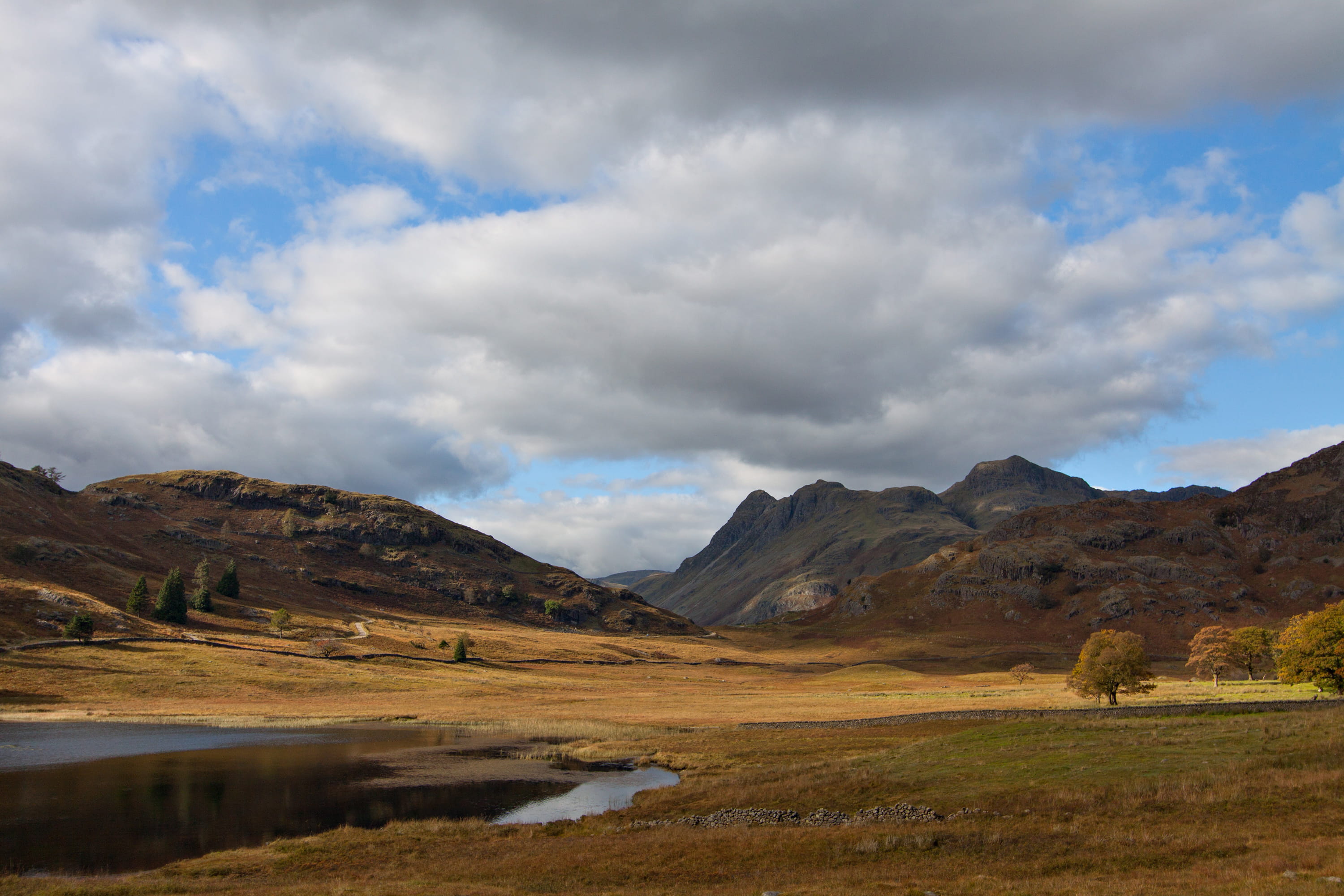 mountain, England, 2K, plant, scenics, hill, wide, cloud - Sky, beauty In Nature, Blea Tarn, day, district, landscapes, travel destinations, scenics - nature, HD Wallpaper