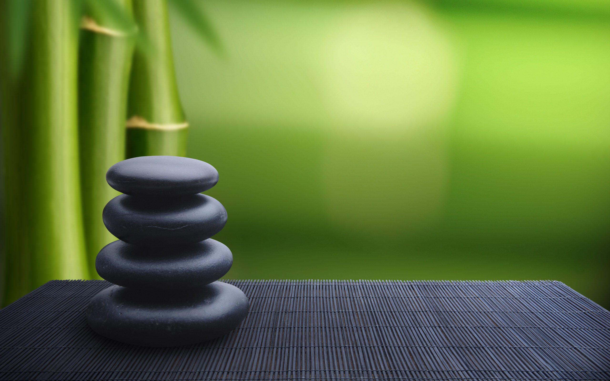 nature, 2K, green, bamboo, zen, rocks, hd, HD Wallpaper