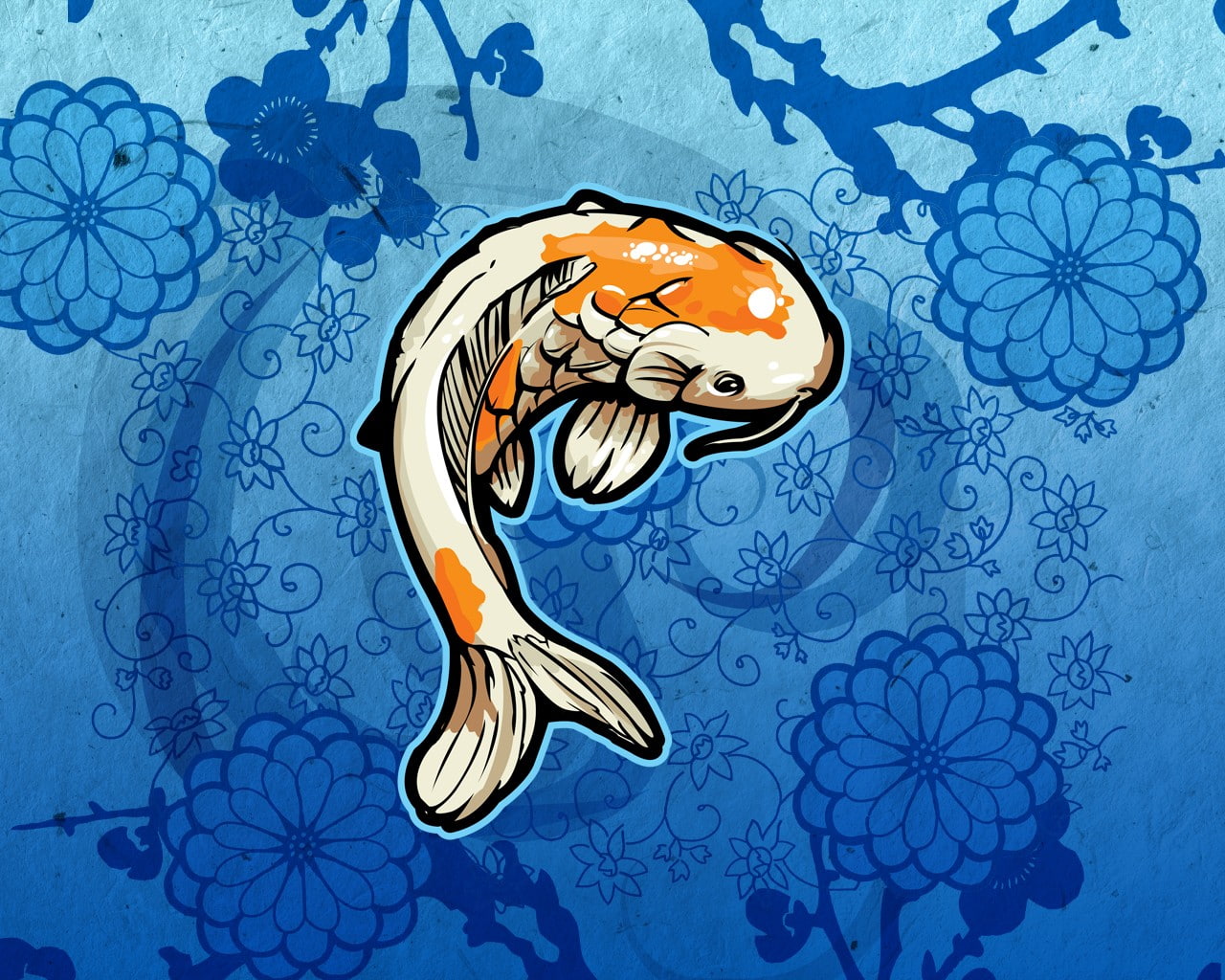 animals, koi, 720P, plants, floral, fish, flowers, water, HD Wallpaper