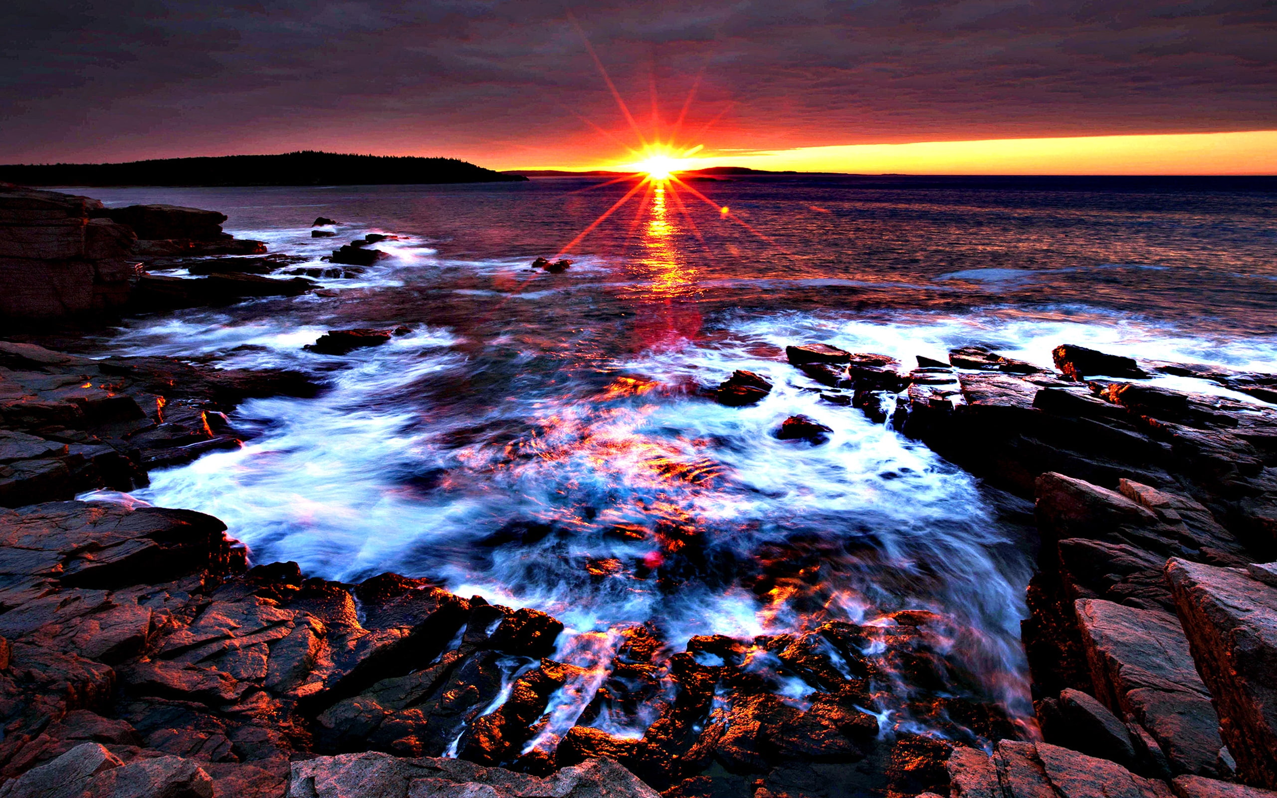 park, acadia, sunset, desktop, national, maine, 2K, background, HD Wallpaper