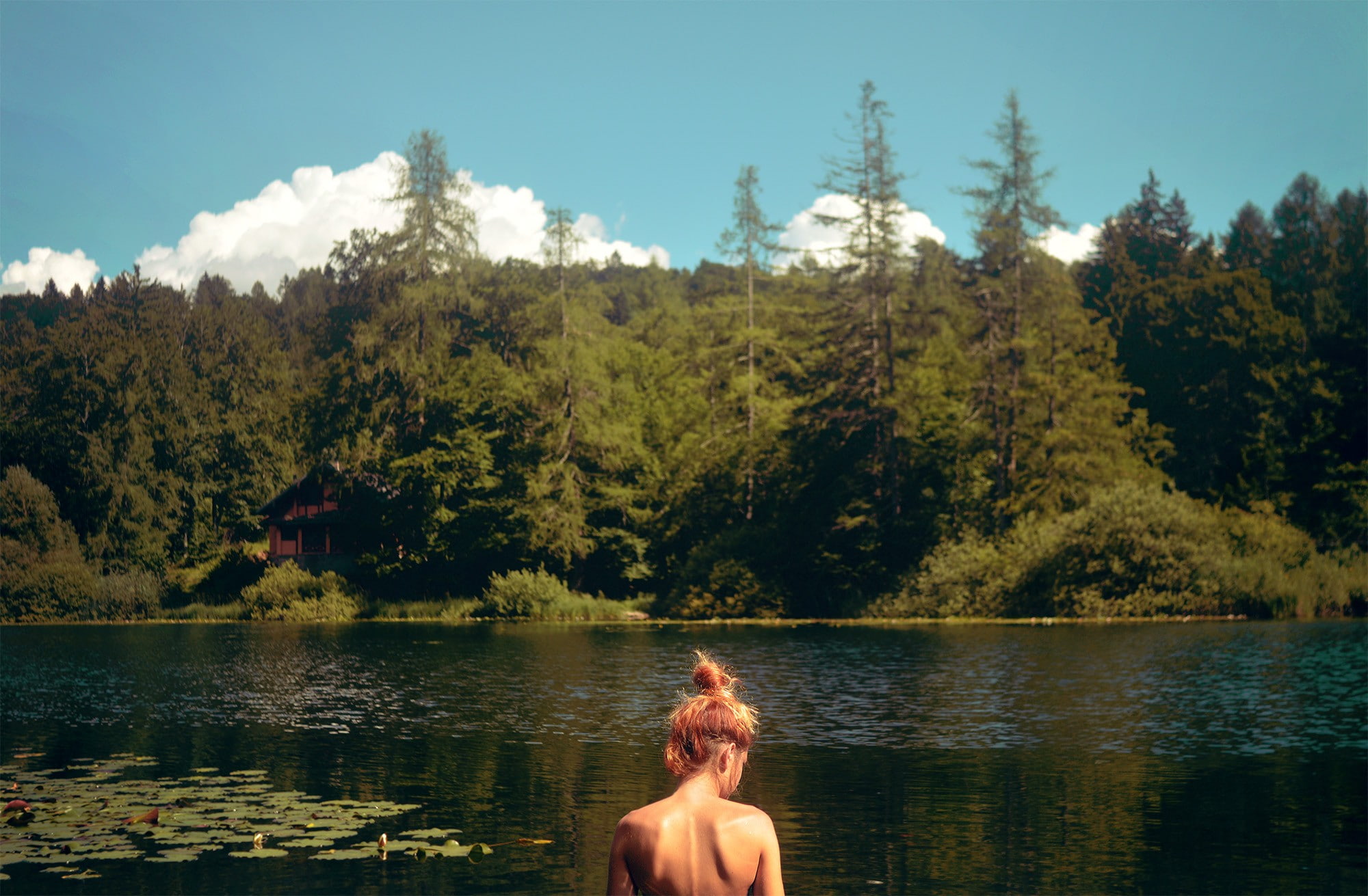 scenics - nature, plant, outdoors, trees, river, lake, tree, cannon, tranquil scene, young adult, leisure activity, 1080P, sky, one person, women, lily pads, HD Wallpaper