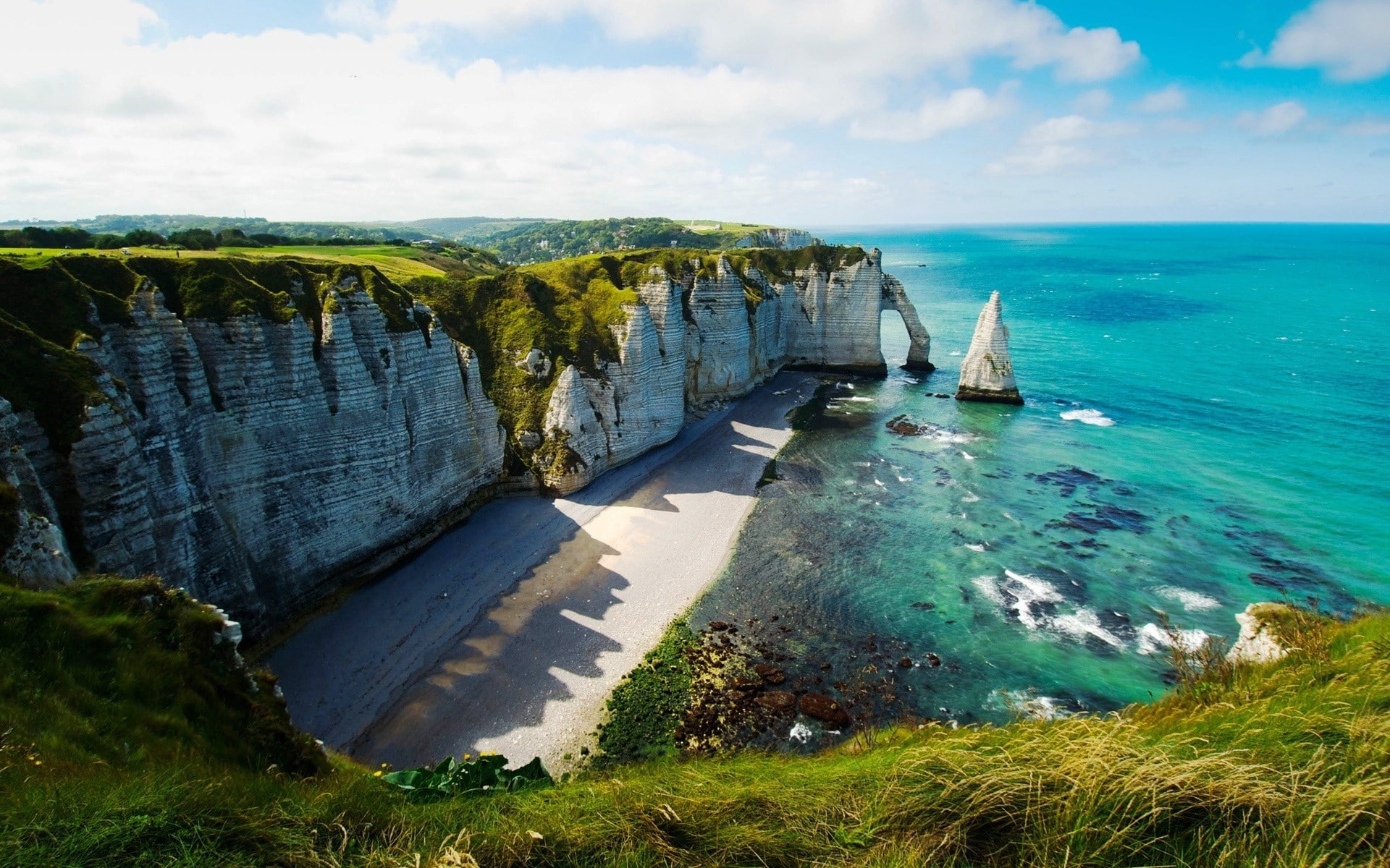New Zealand, scenics - nature, landscape, no people, rock, solid, 1080P, horizon over water, cloud - sky, rock - object, sky, non-urban scene, water, nature, HD Wallpaper