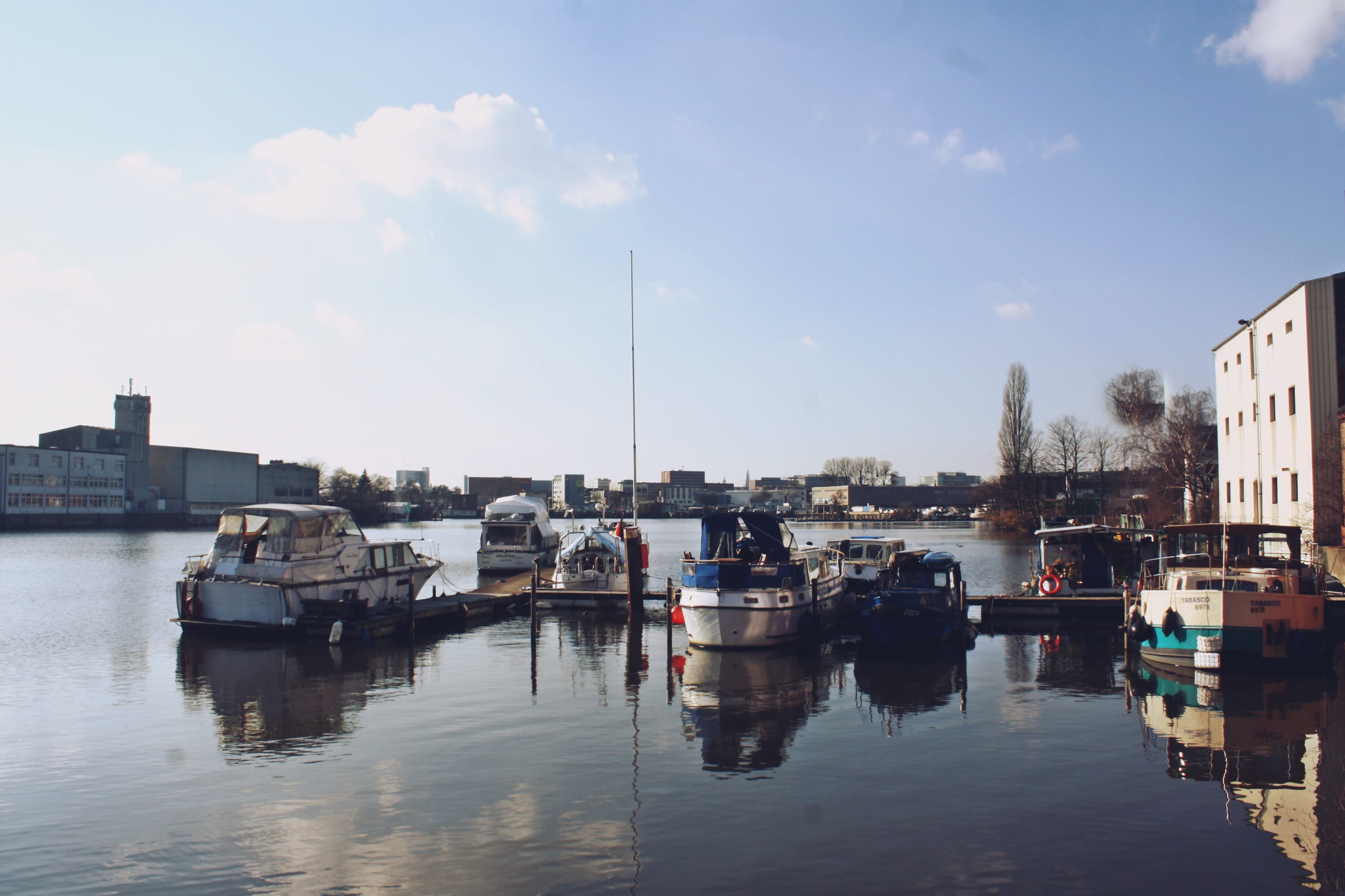 outdoors, transportation, billerhuder island, built structure, hamburgensien, tele michel, sailboat, rothenburgsort, port motifs, waterfront, water, day, HD Wallpaper
