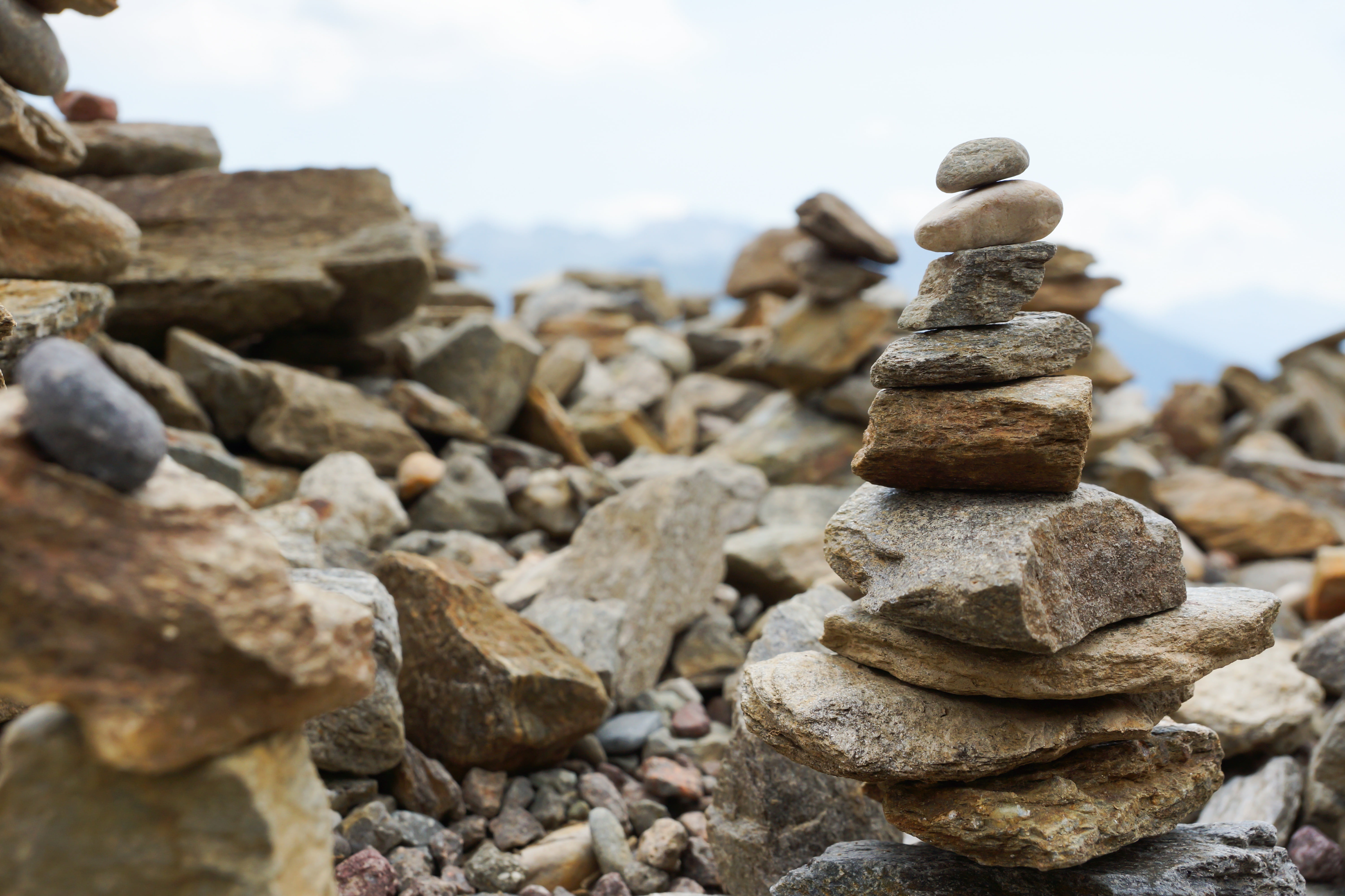 zen-like, balance, close-up, beauty in nature, stones, mark, steinmann, meditation, focus on foreground, beach, land, rest, stack, outdoors, rock - object, HD Wallpaper